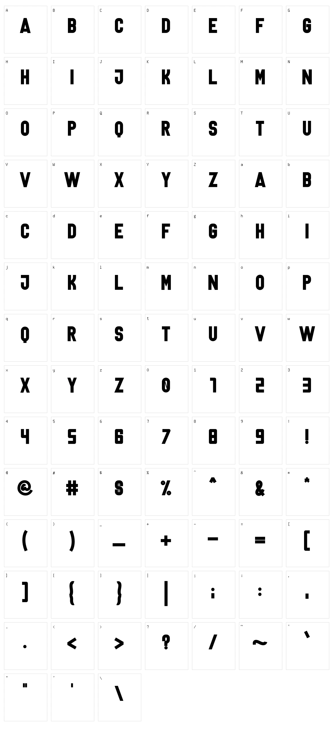 Lanterosy Sans Serif Character Set