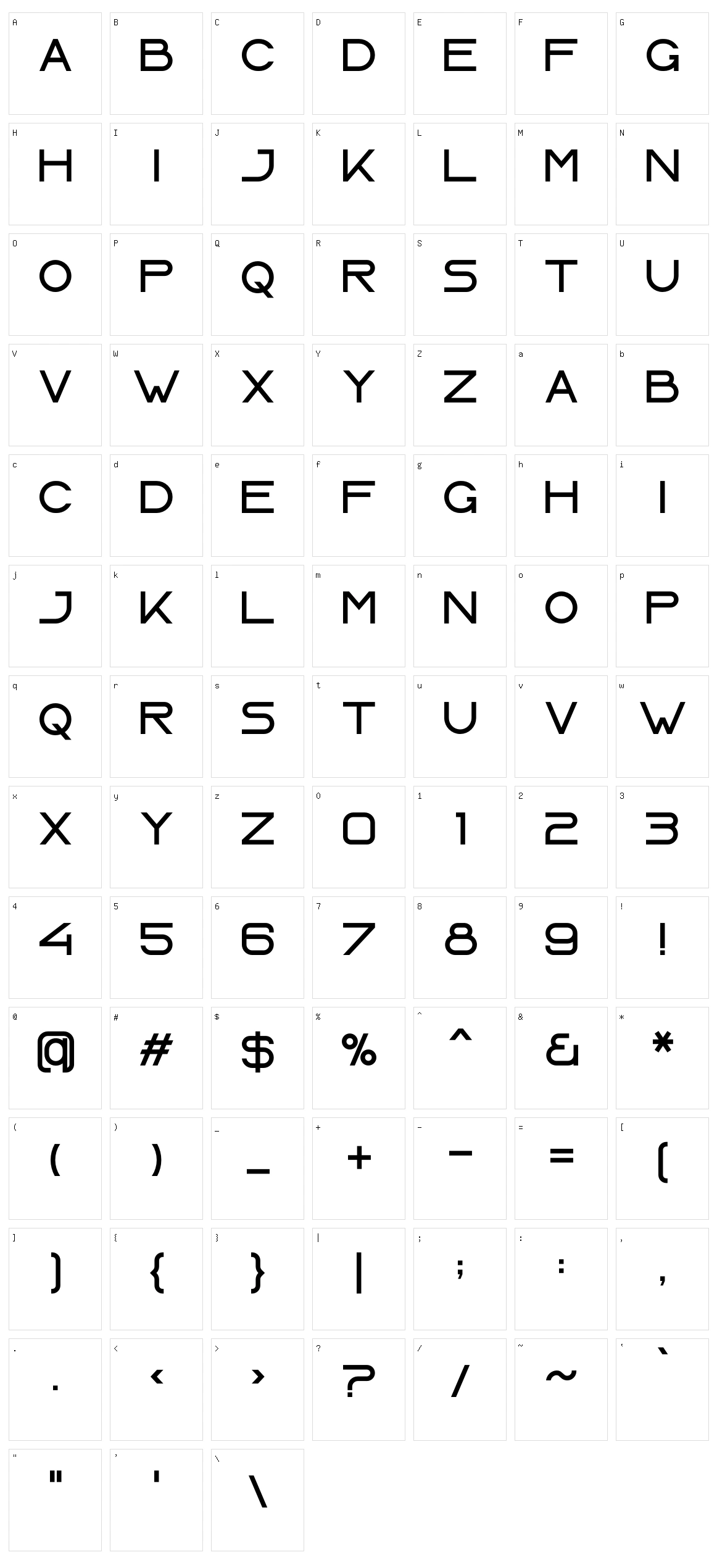Laser Character Set