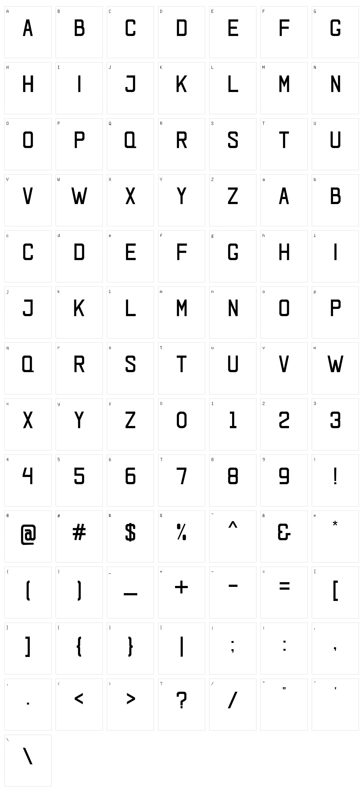 Laxero Character Set