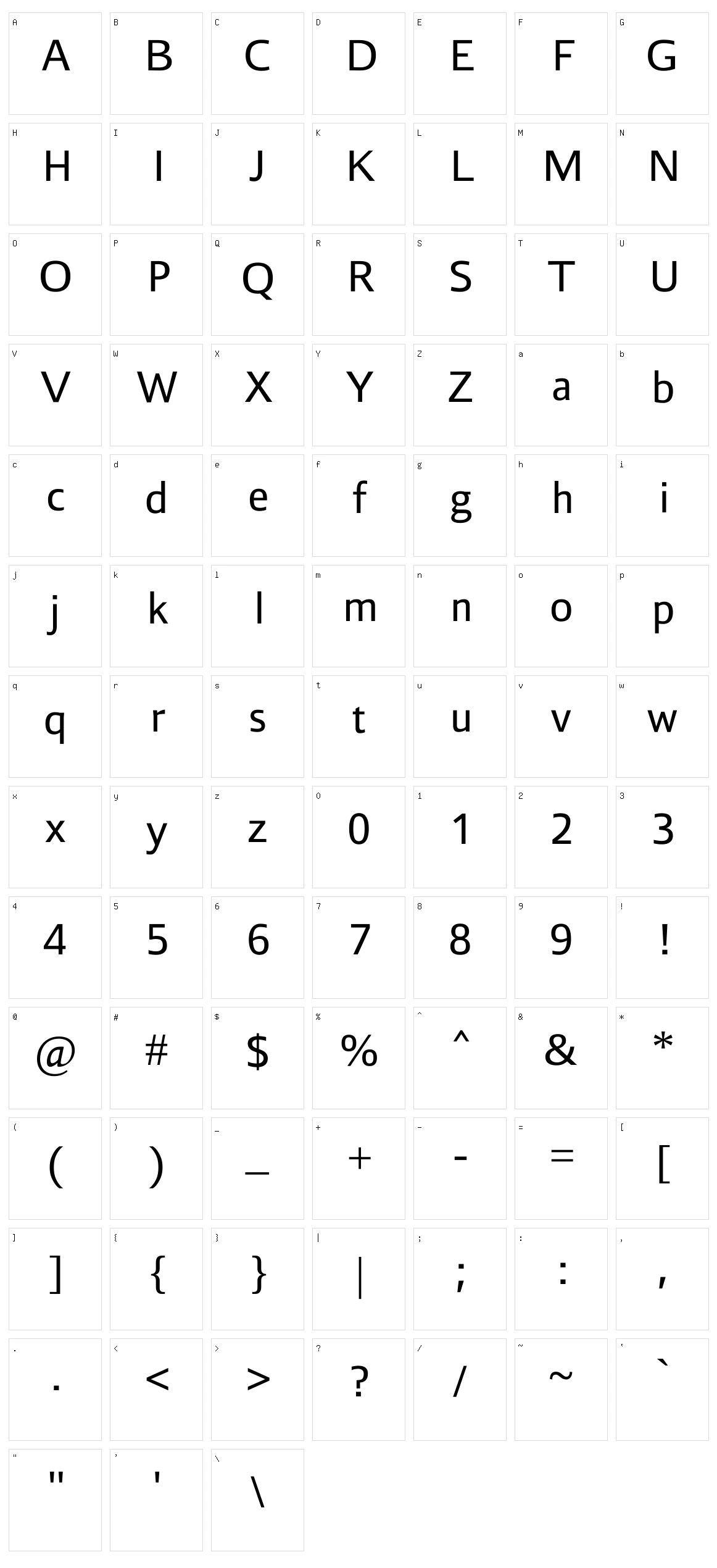Liberty Sans Character Set