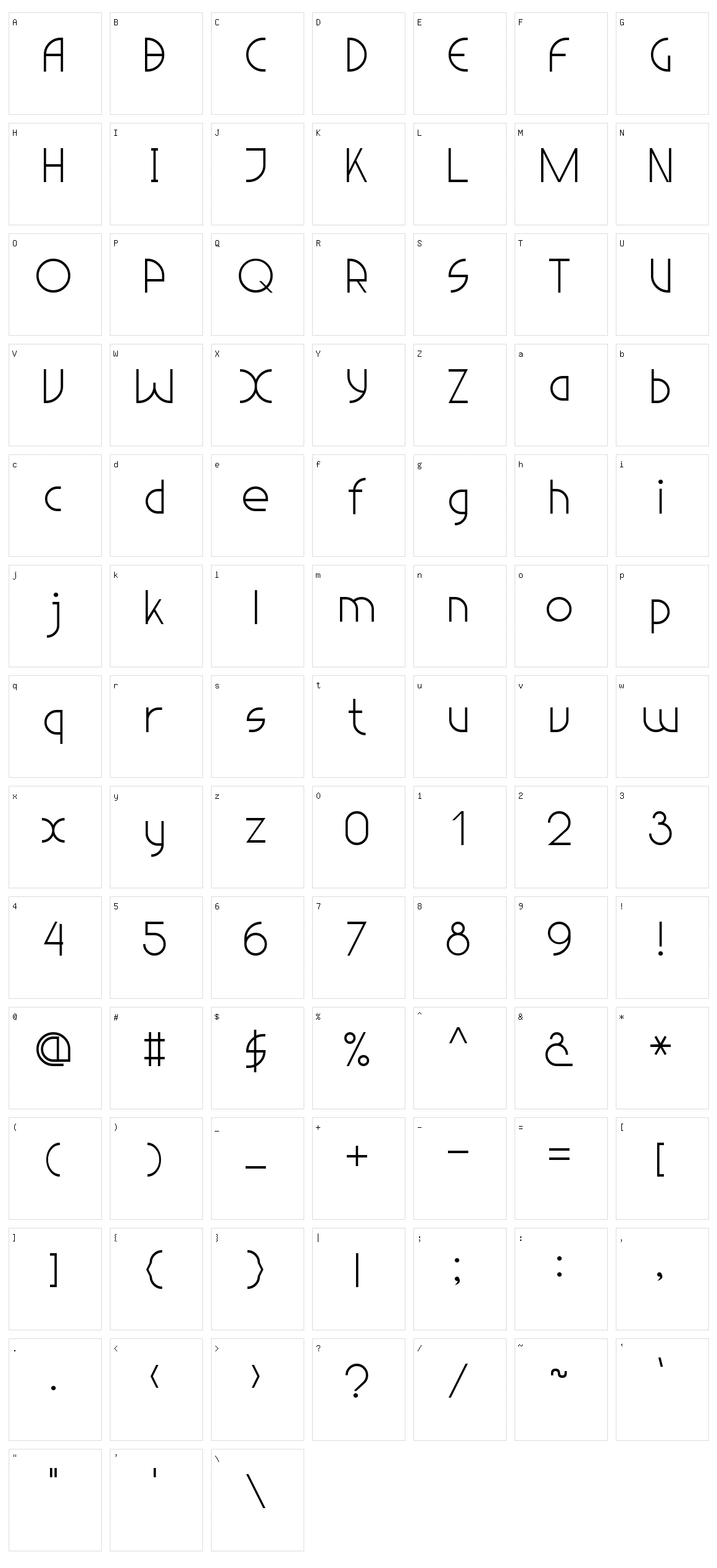 Light Sans Serif 7 Character Set