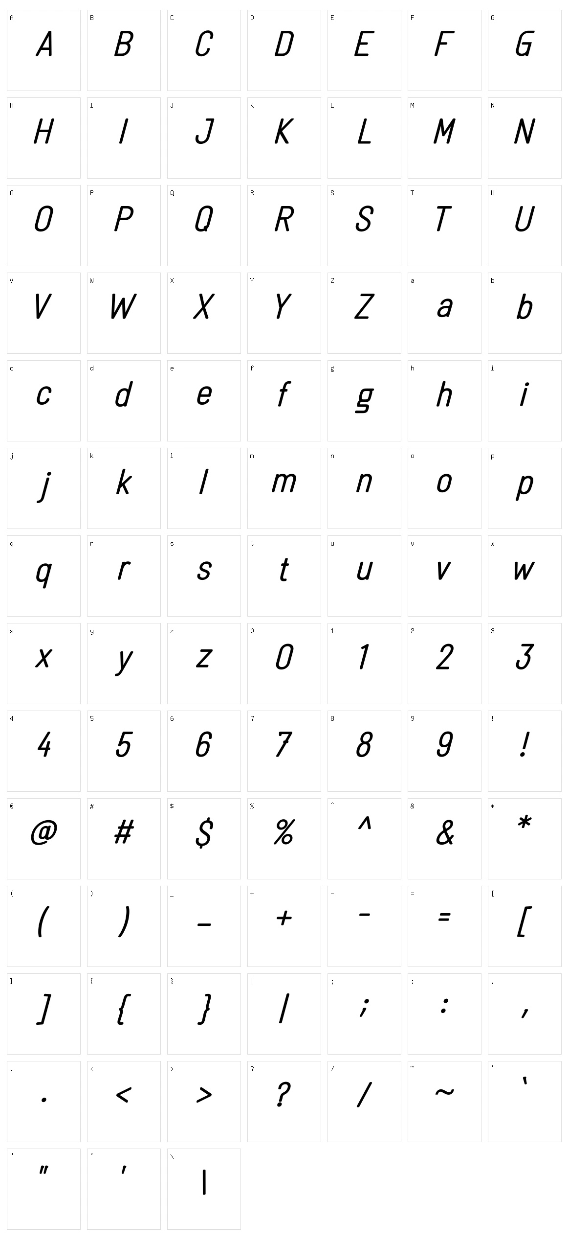 Linguineve Character Set