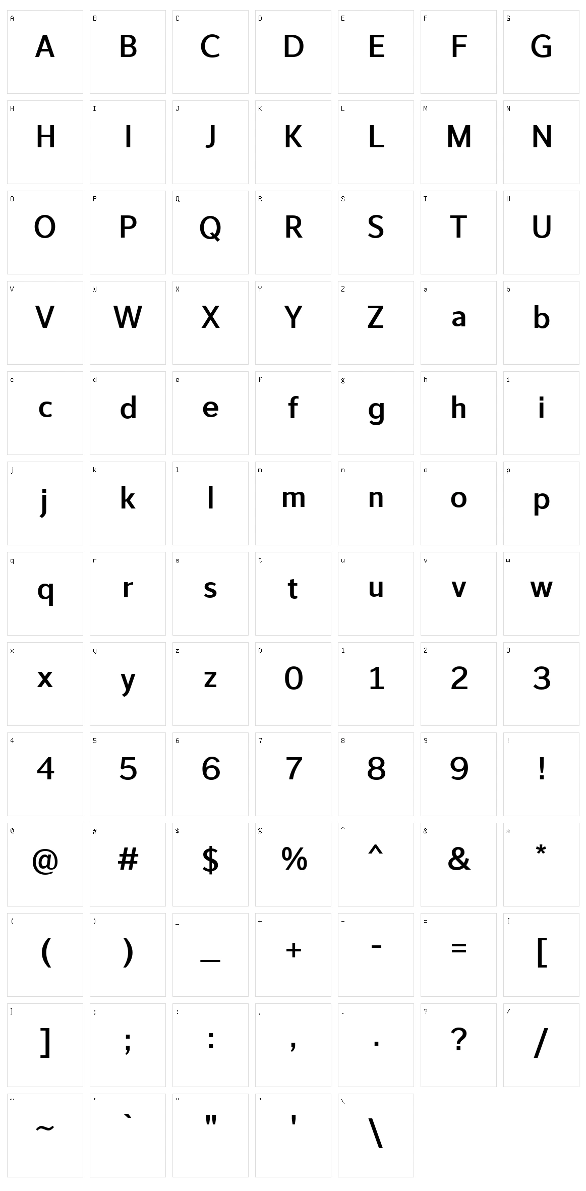 LT Bulletin Character Set