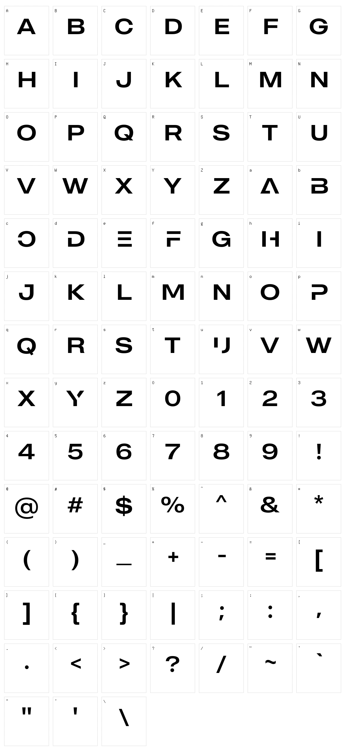 MADE Outer Sans Character Set