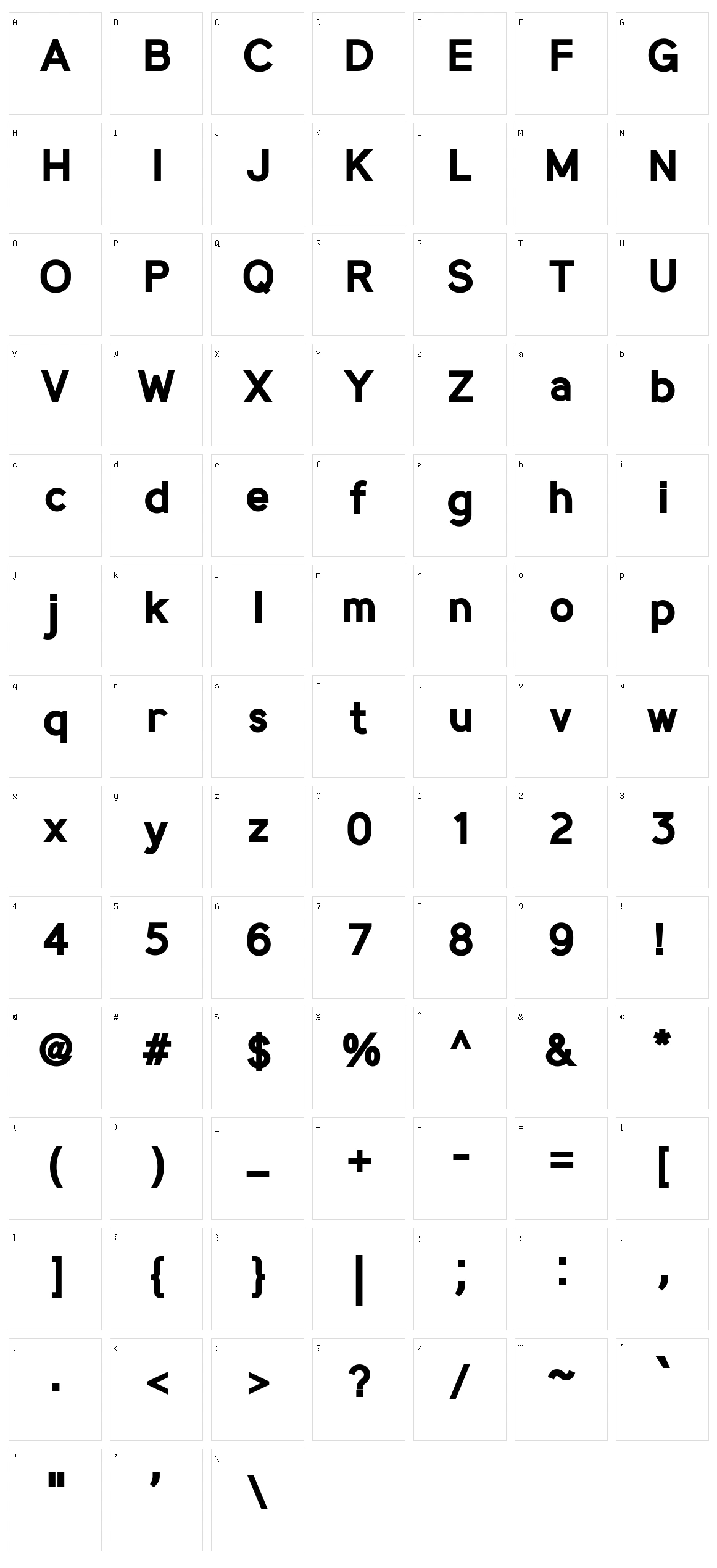 Madeyn Sans Character Set