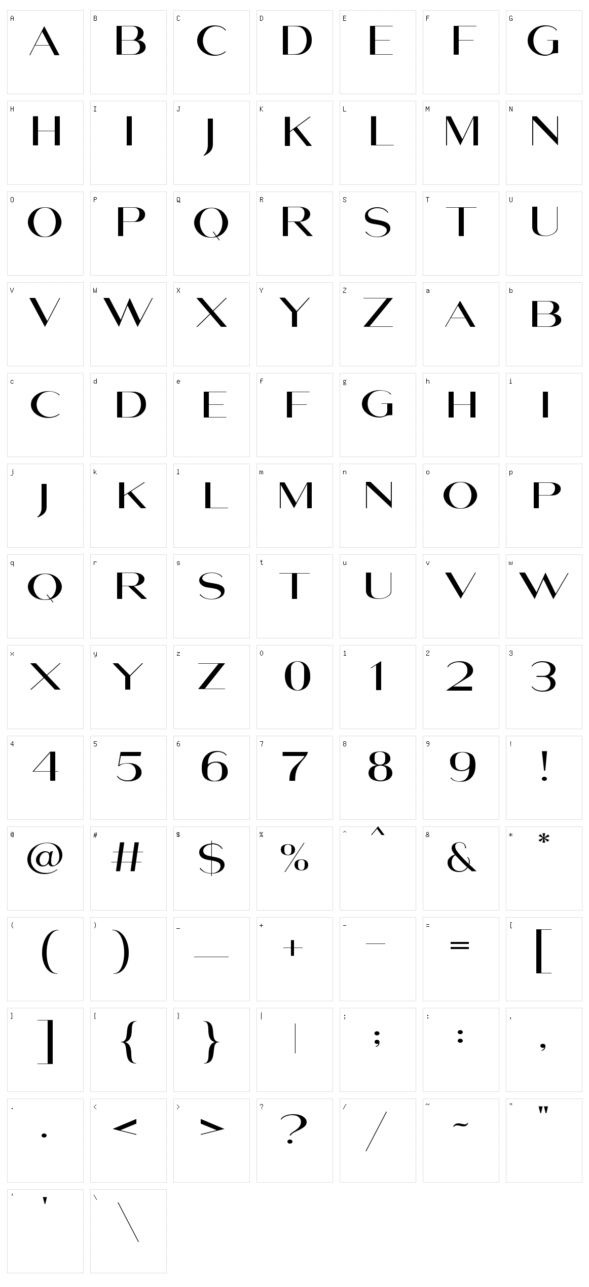 Maghony Character Set