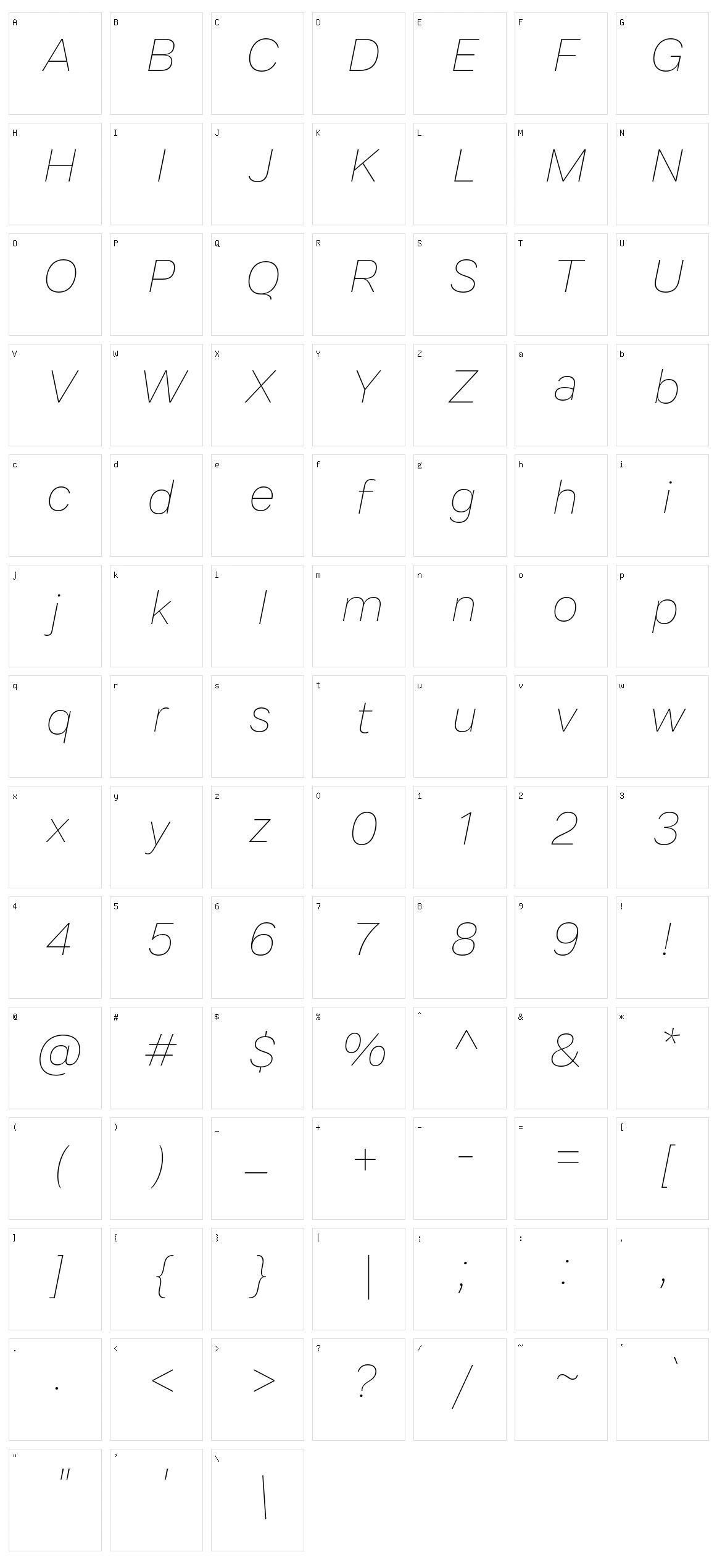 Malnor Sans Character Set