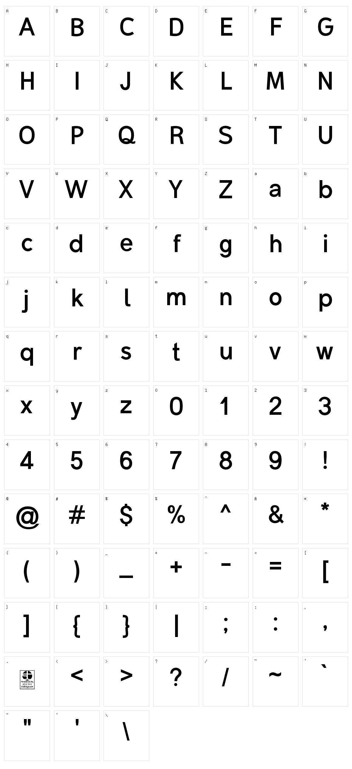 Malter Sans Character Set