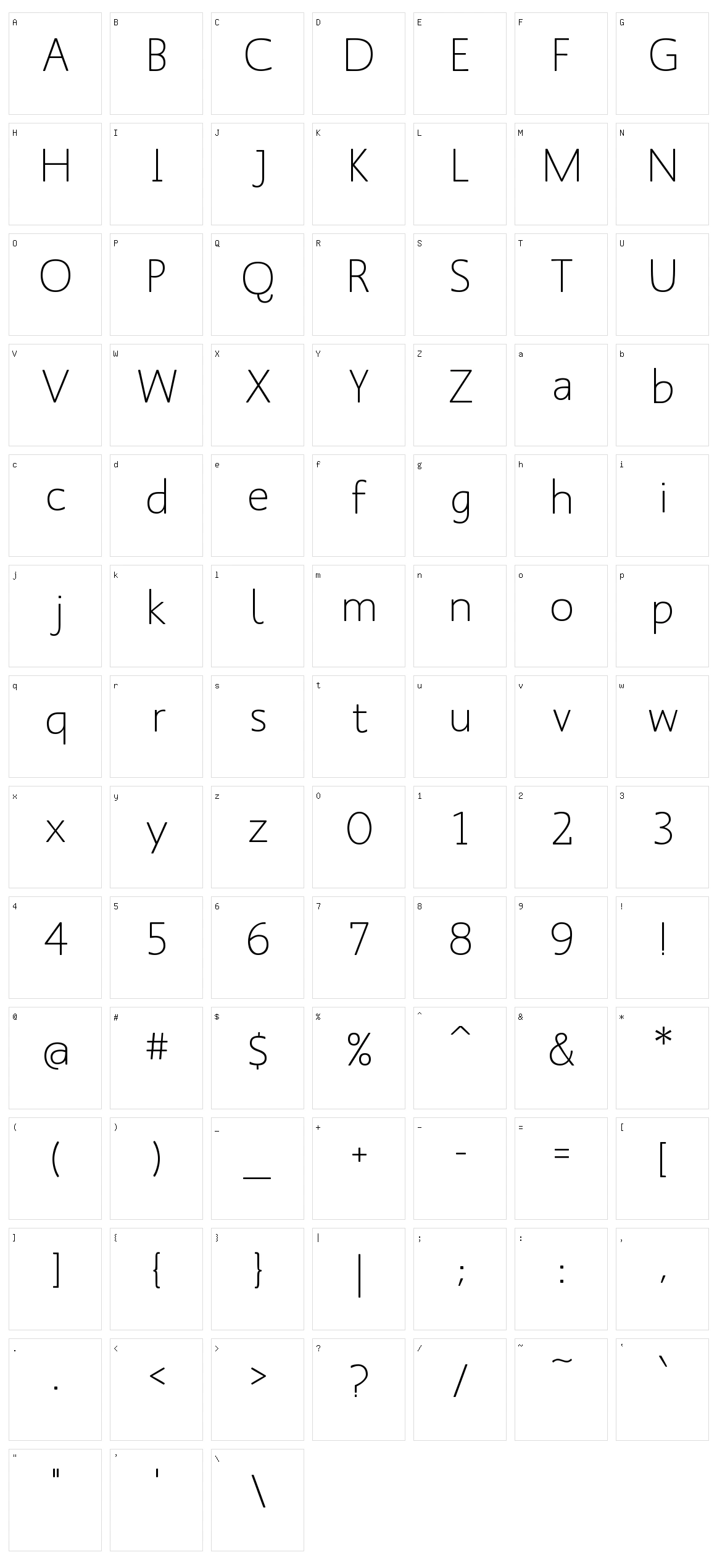 Mank Sans Character Set