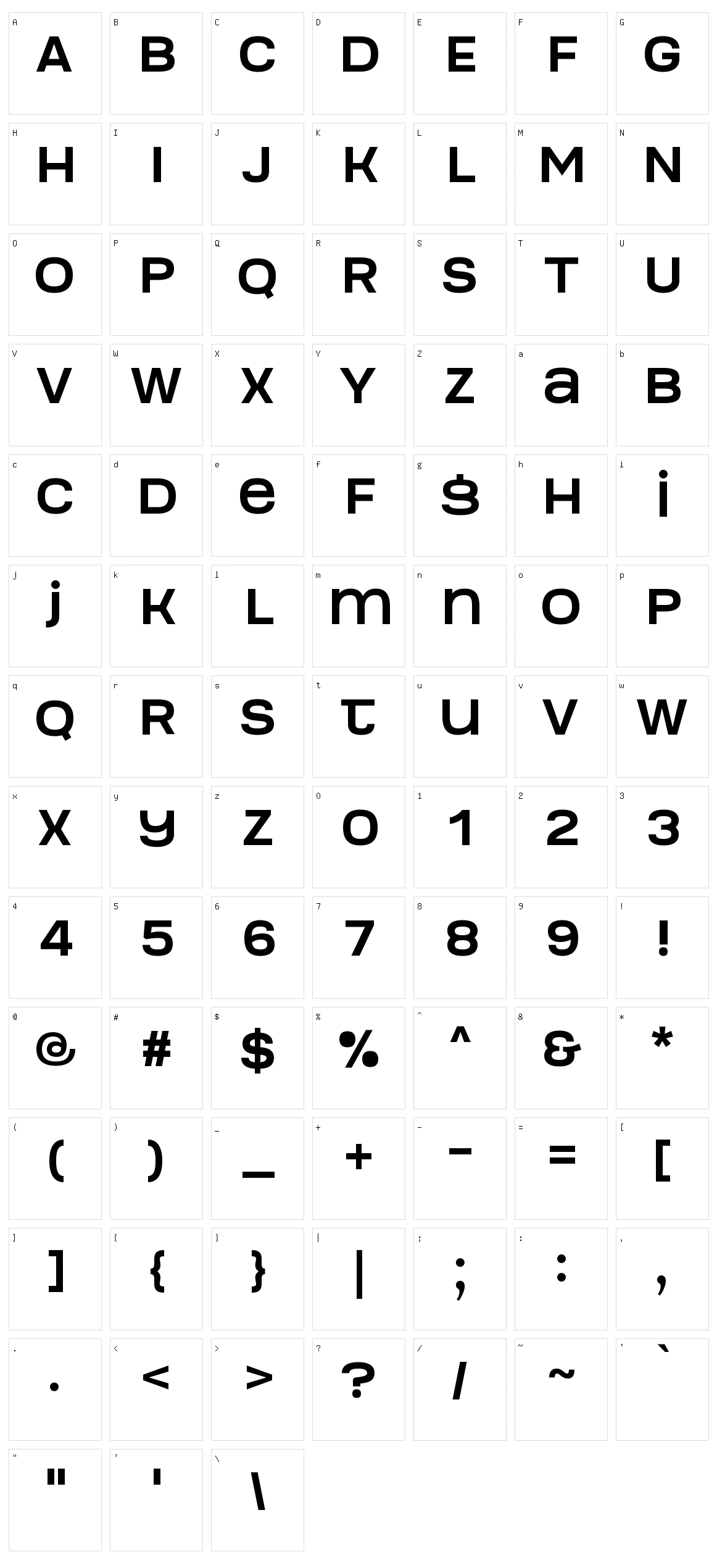 Manophiser Character Set