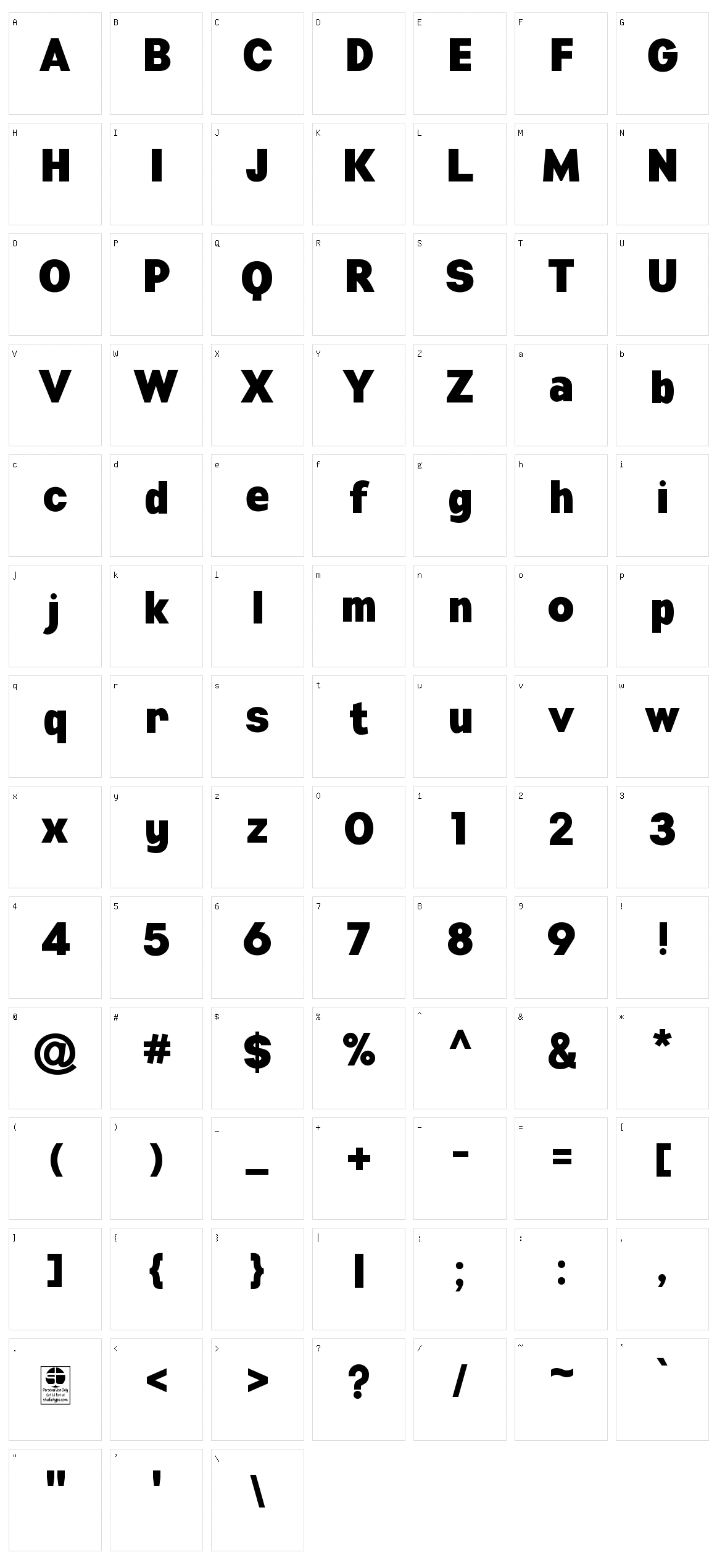 Manti Sans Character Set