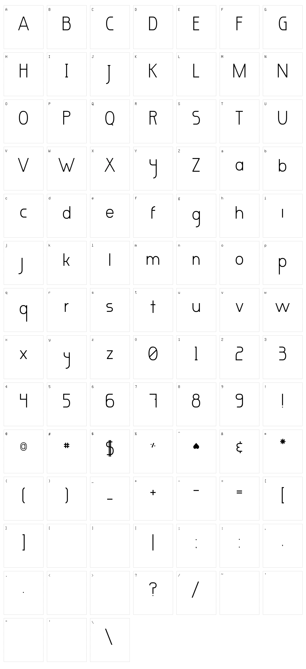 Marcelita Sans Character Set
