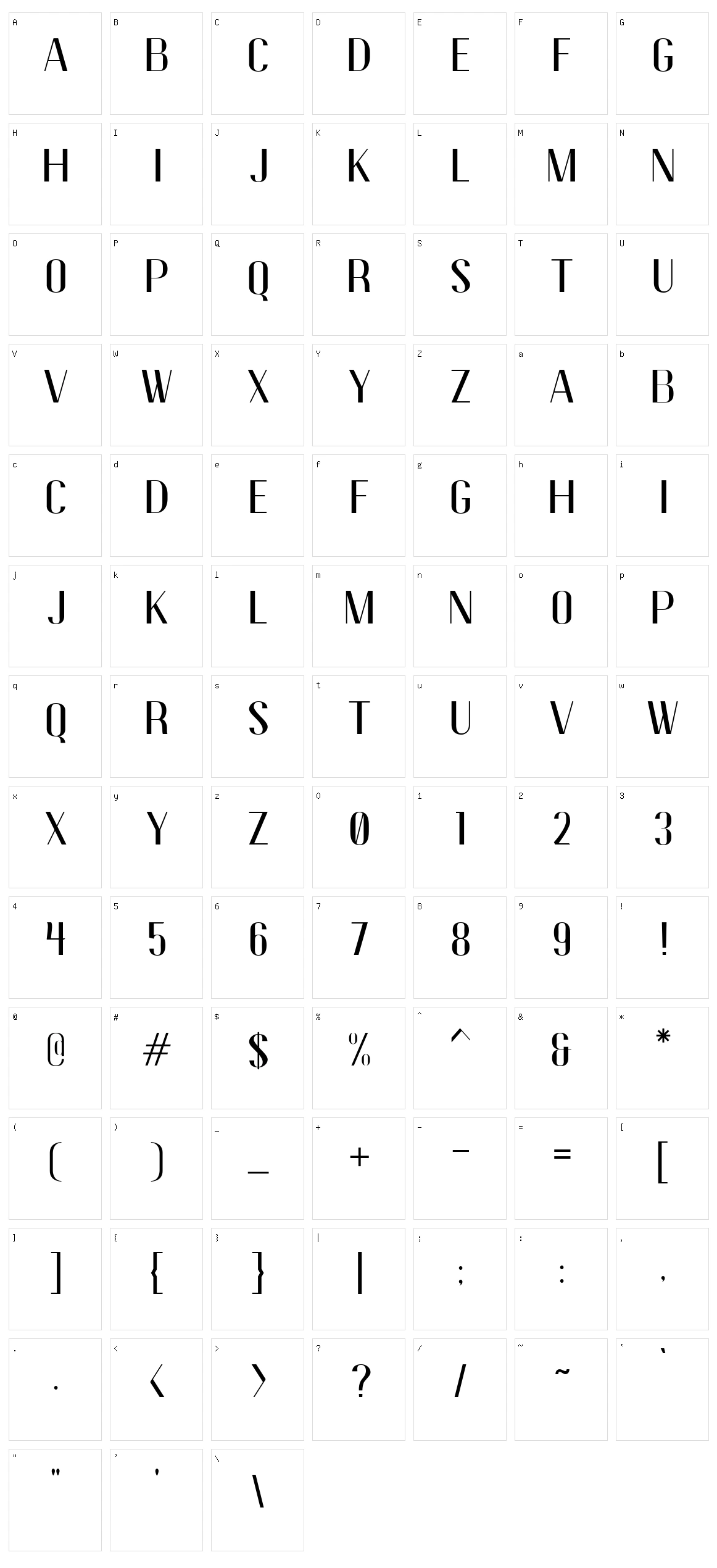 Marchellia Character Set