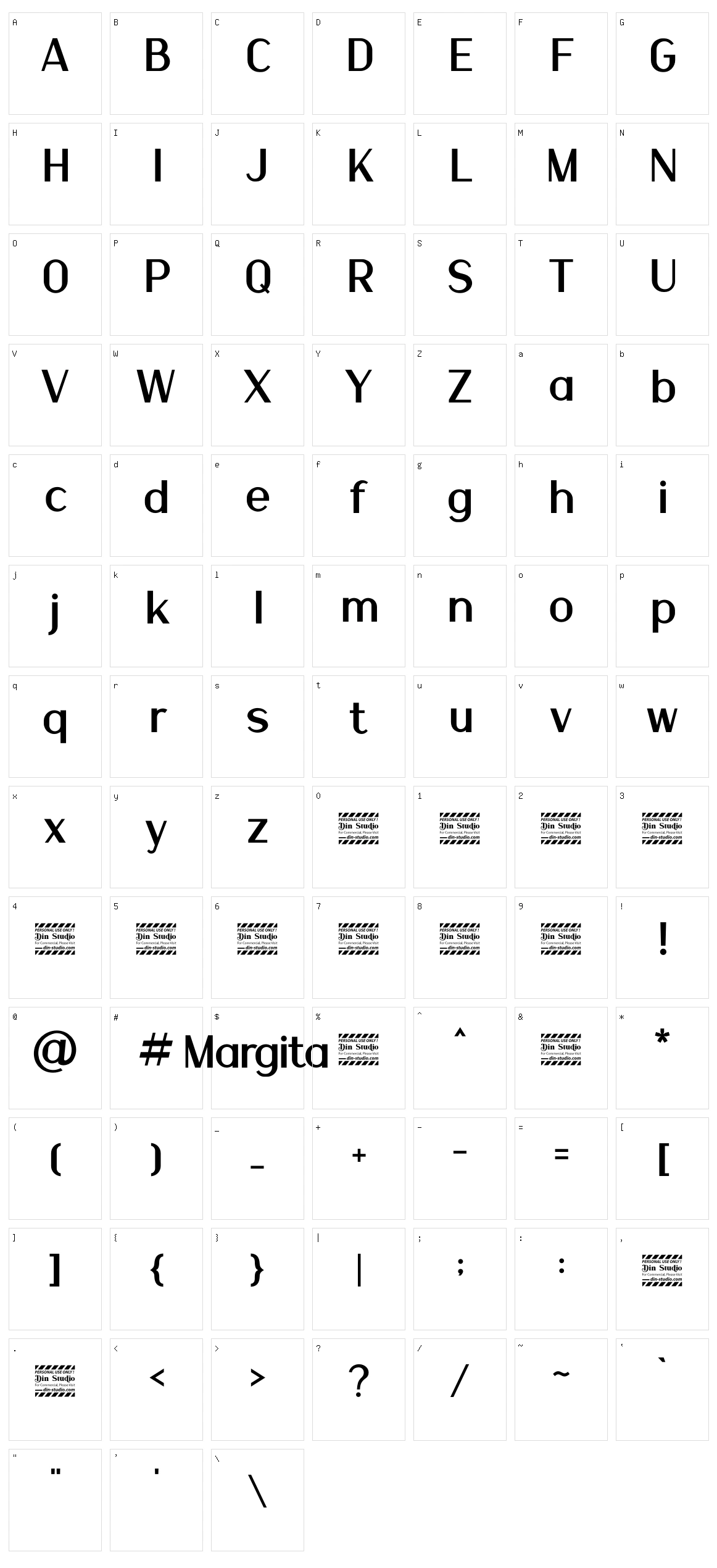 Margita Character Set