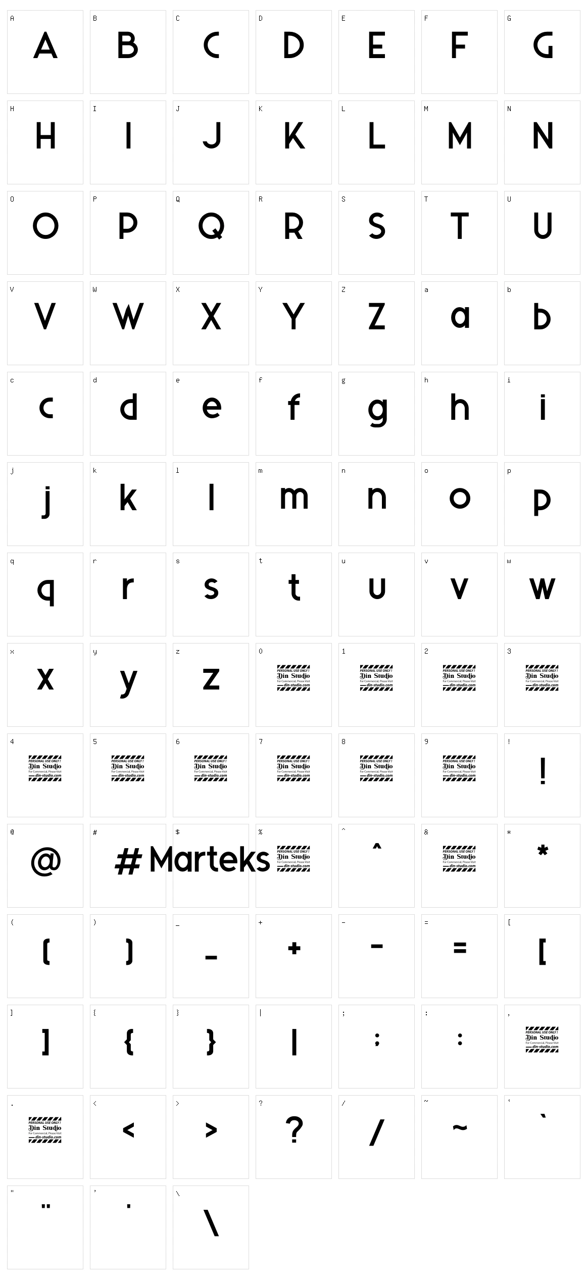 Marteks Character Set