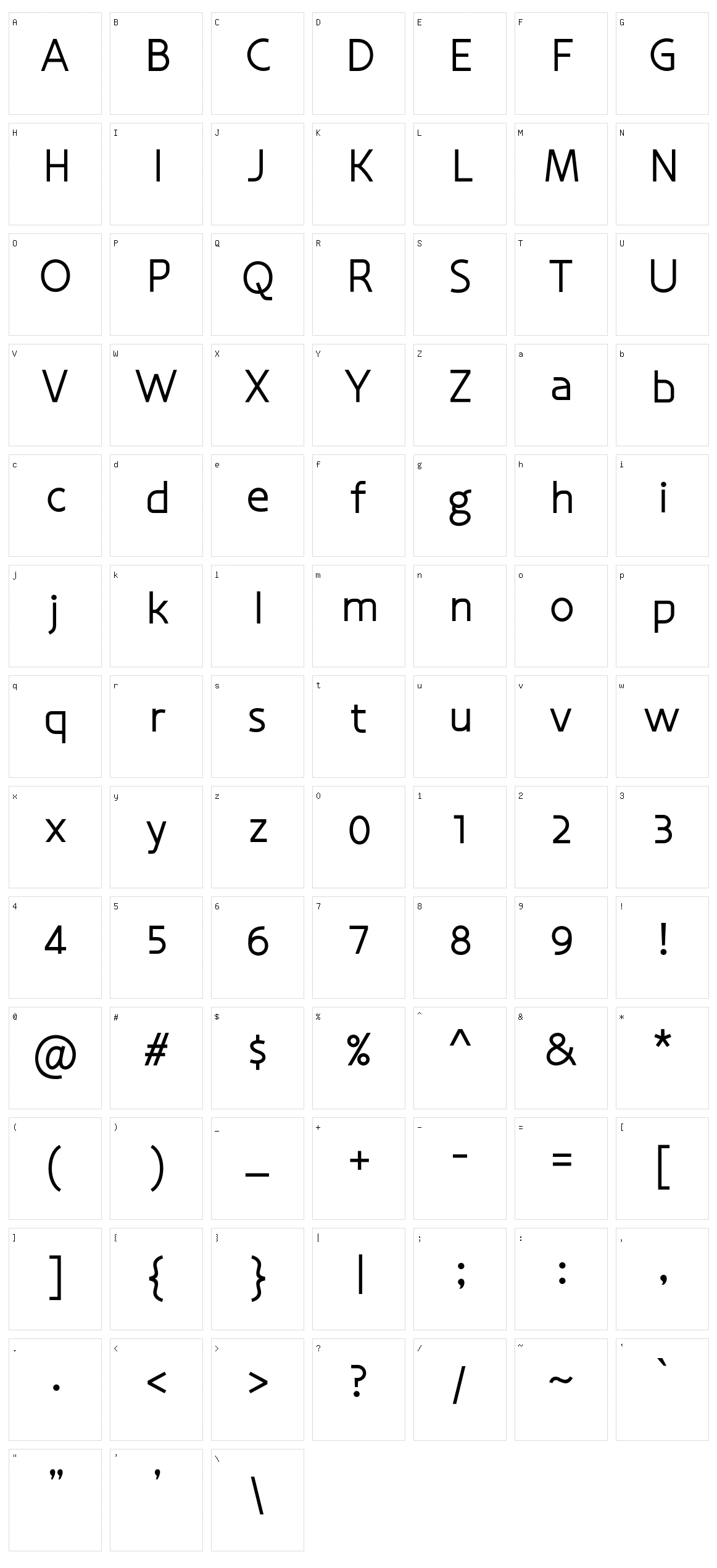 Masone Character Set