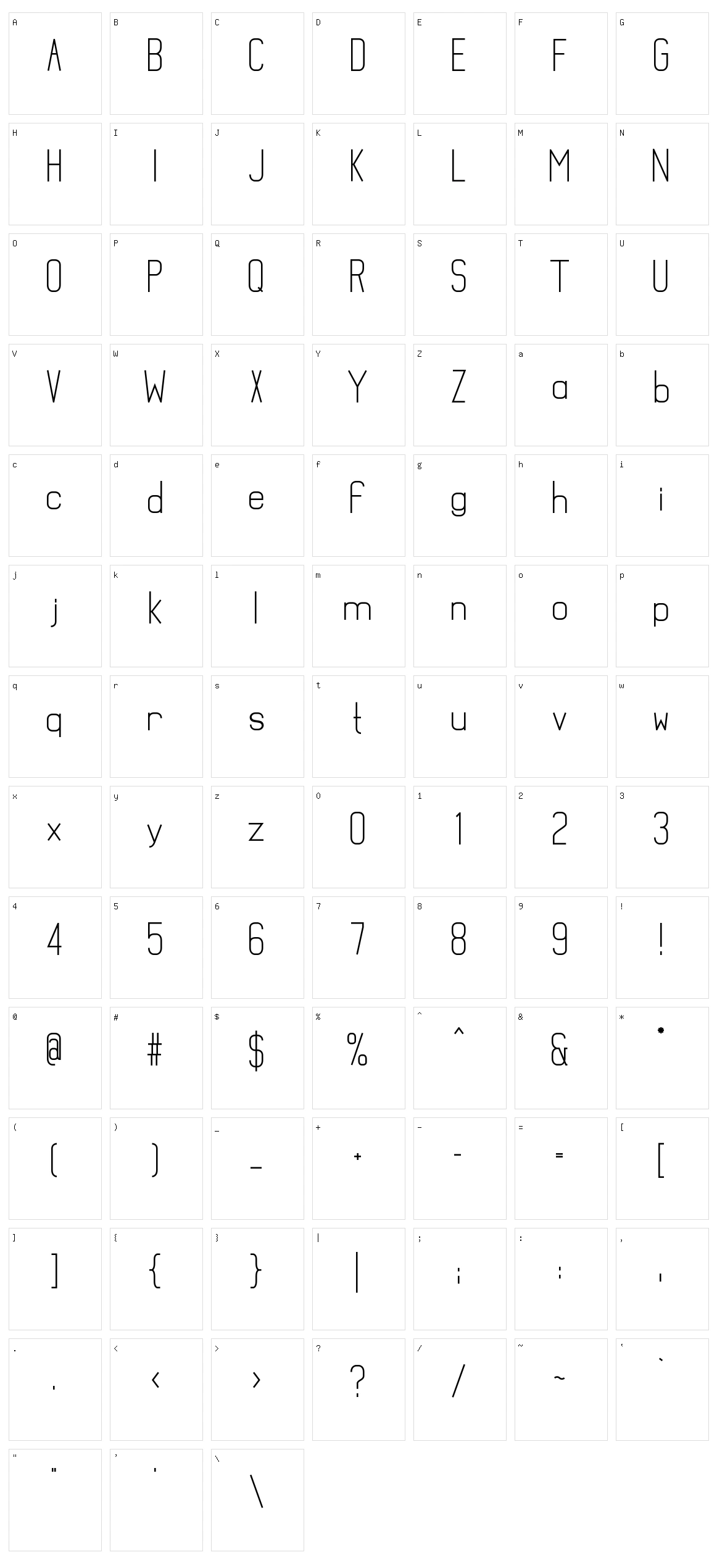 Mathematical Character Set
