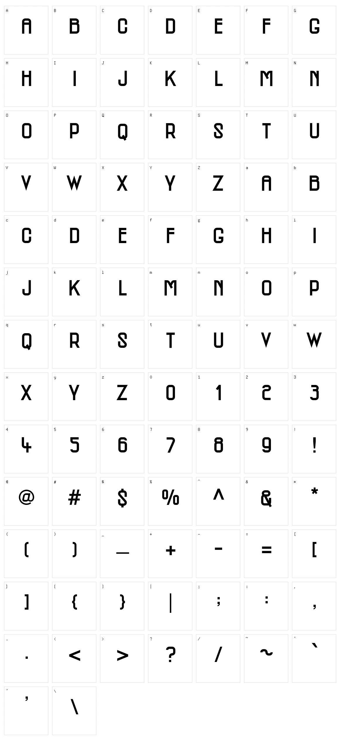 MCM Character Set