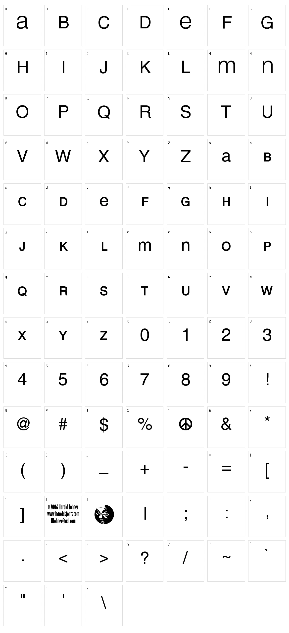 Mean 26 Sans Character Set