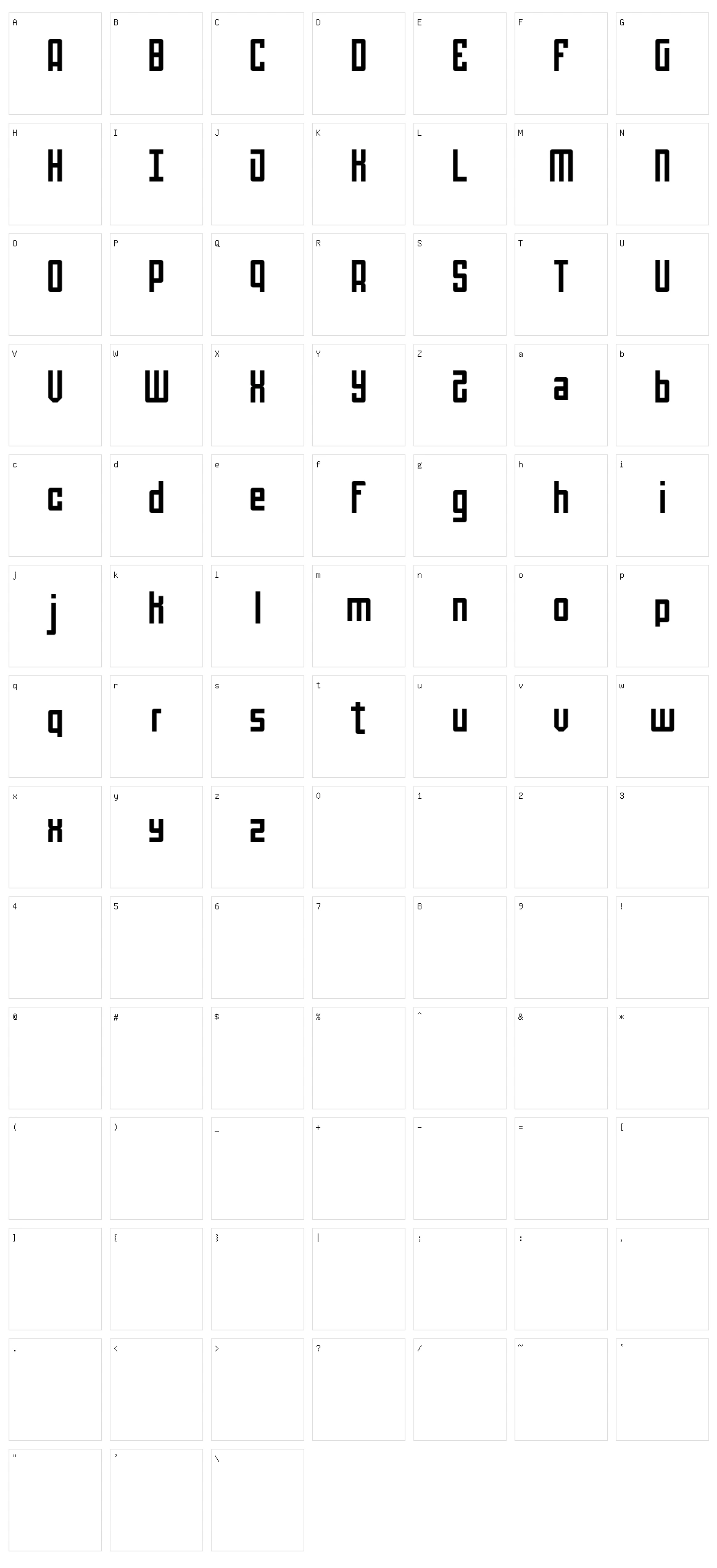 Mechanical Character Set
