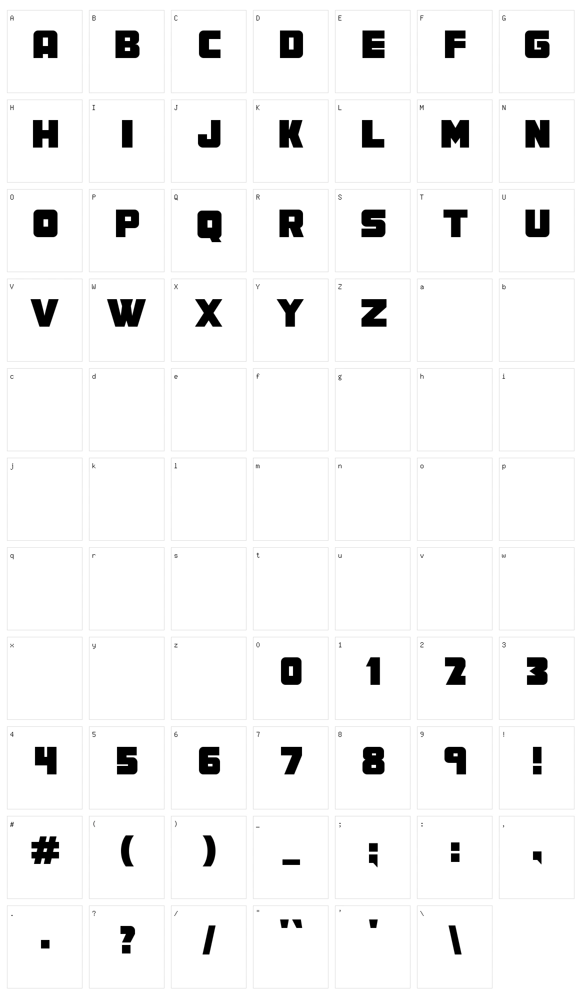 MEF Display Character Set