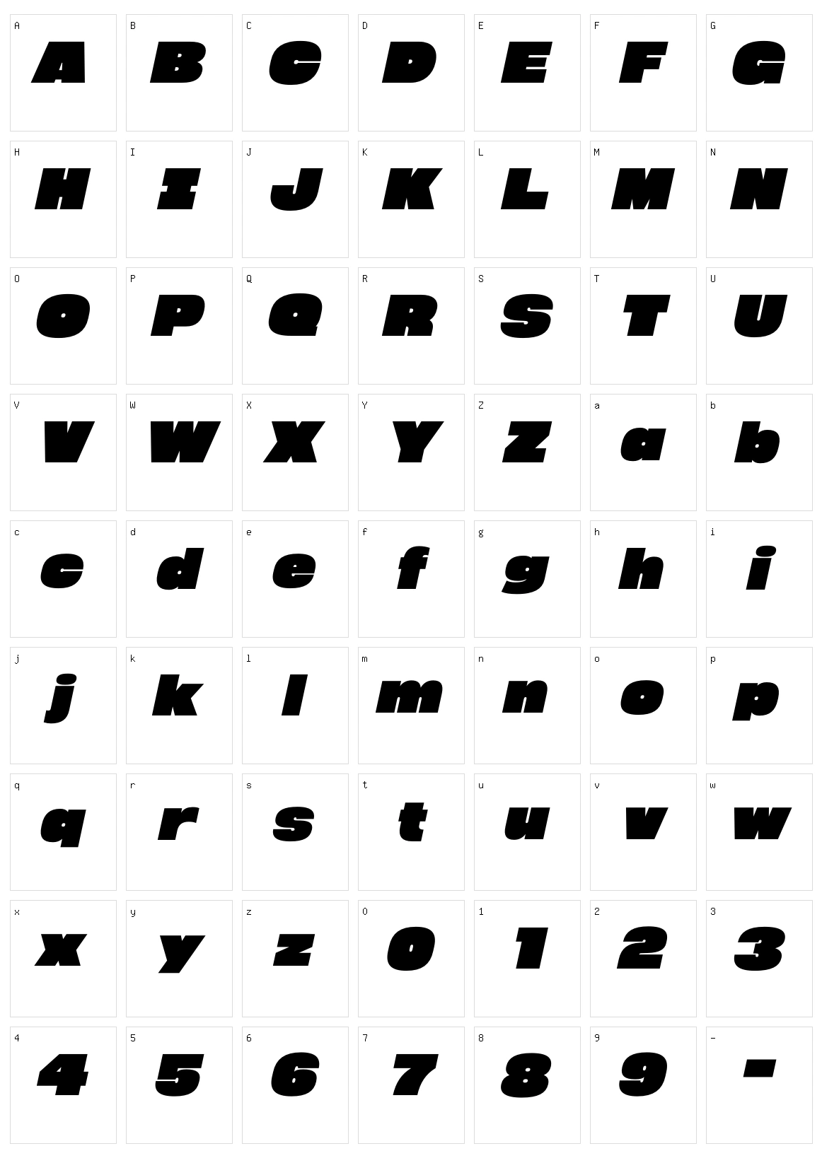Megabold Character Set