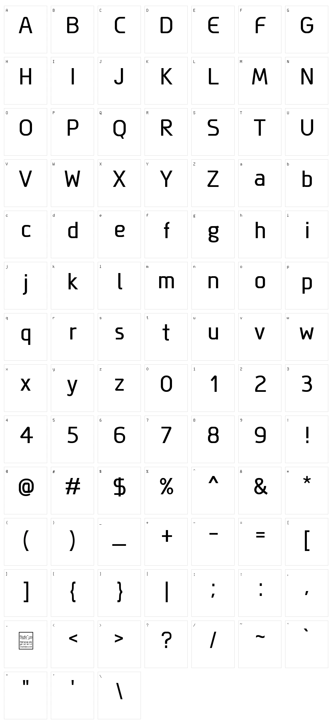 Megi Sans Character Set