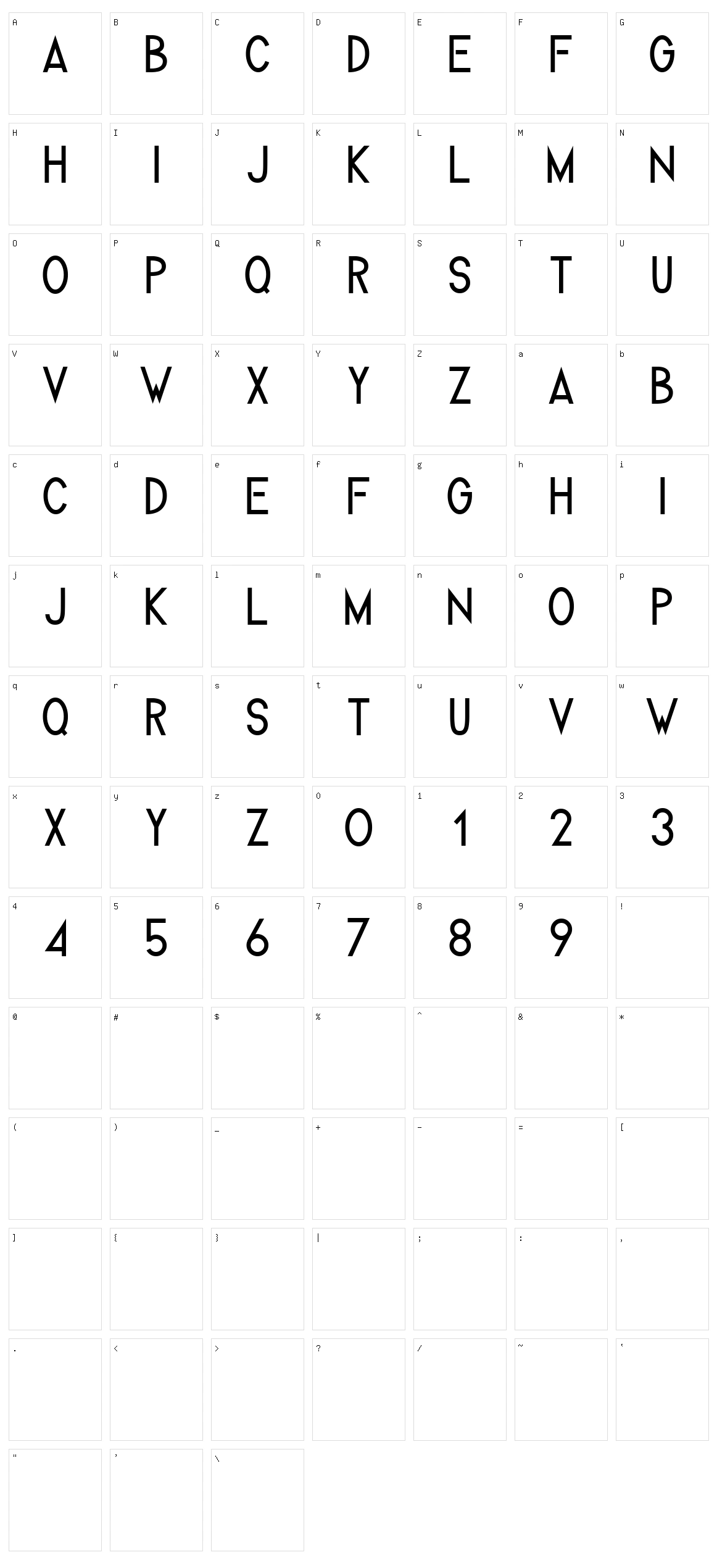 Melvick Character Set