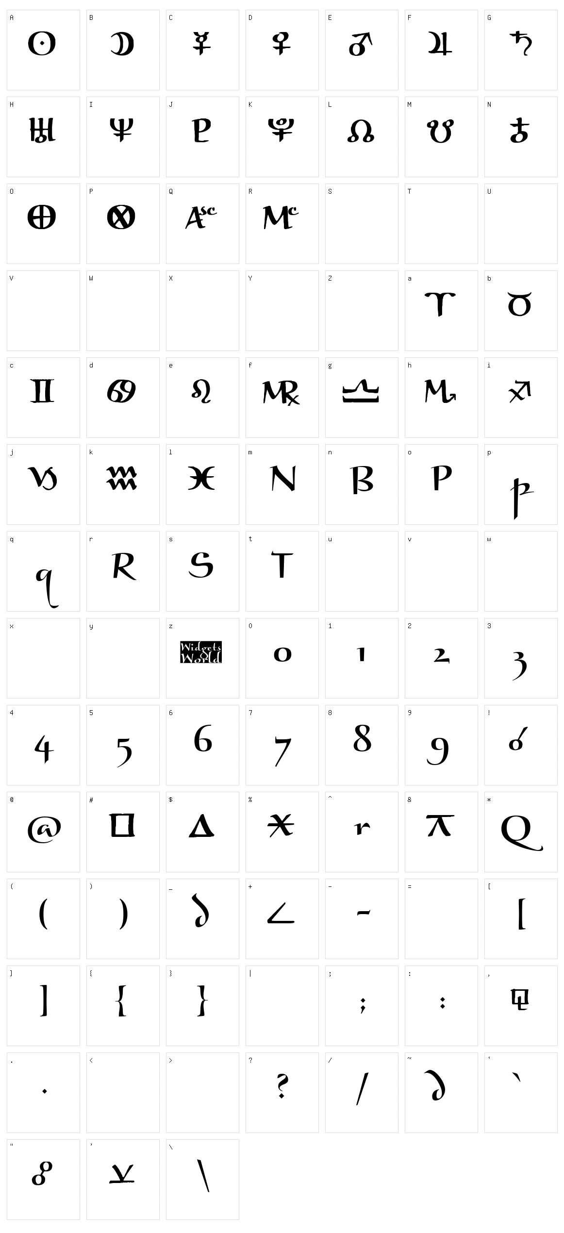 Astro Ganza Character Set