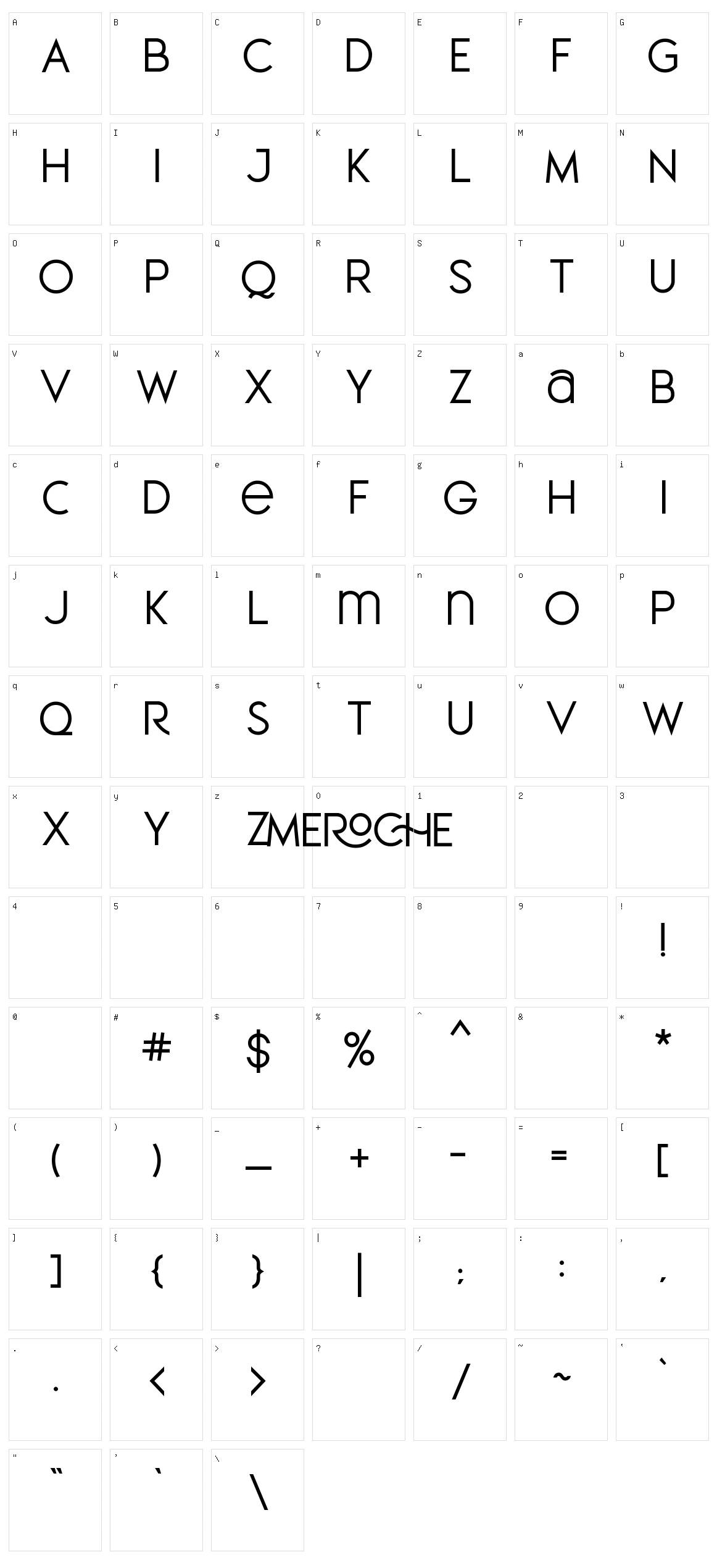 Meroche Character Set