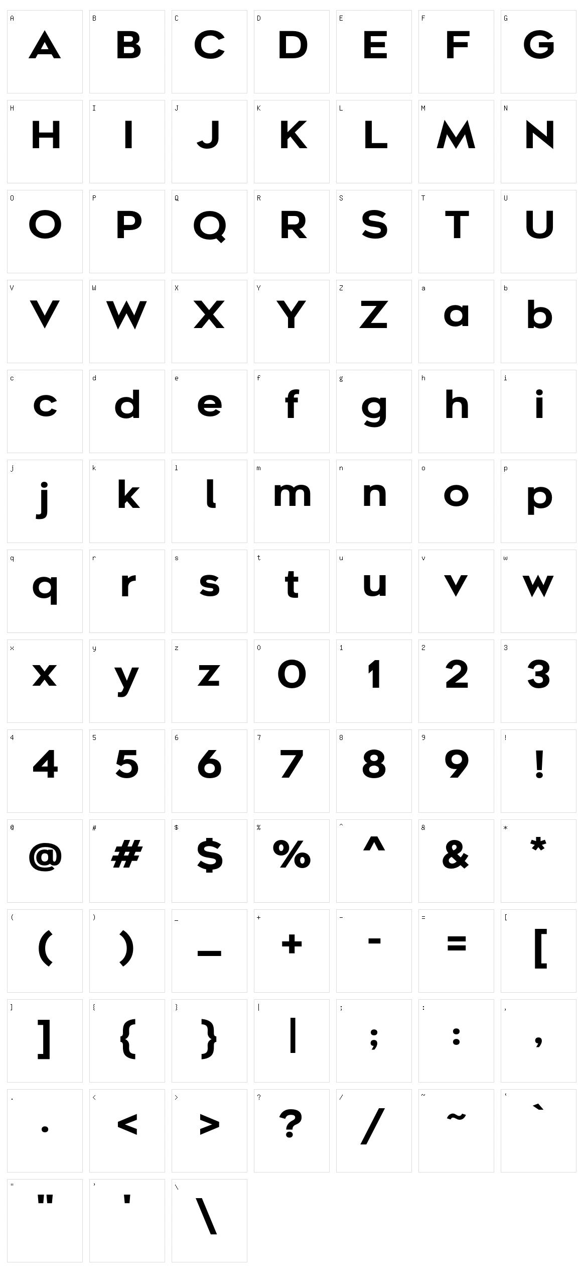 Metrosant Character Set