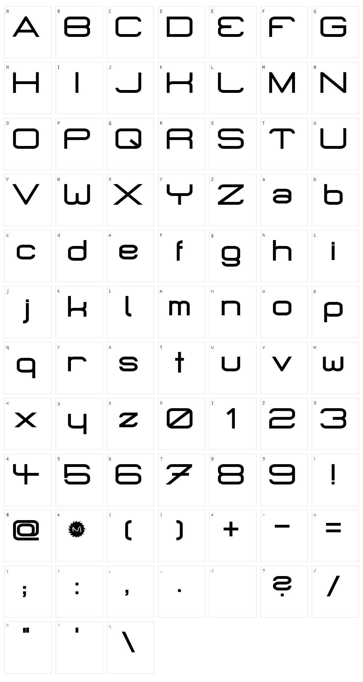 Micro Mieps Character Set