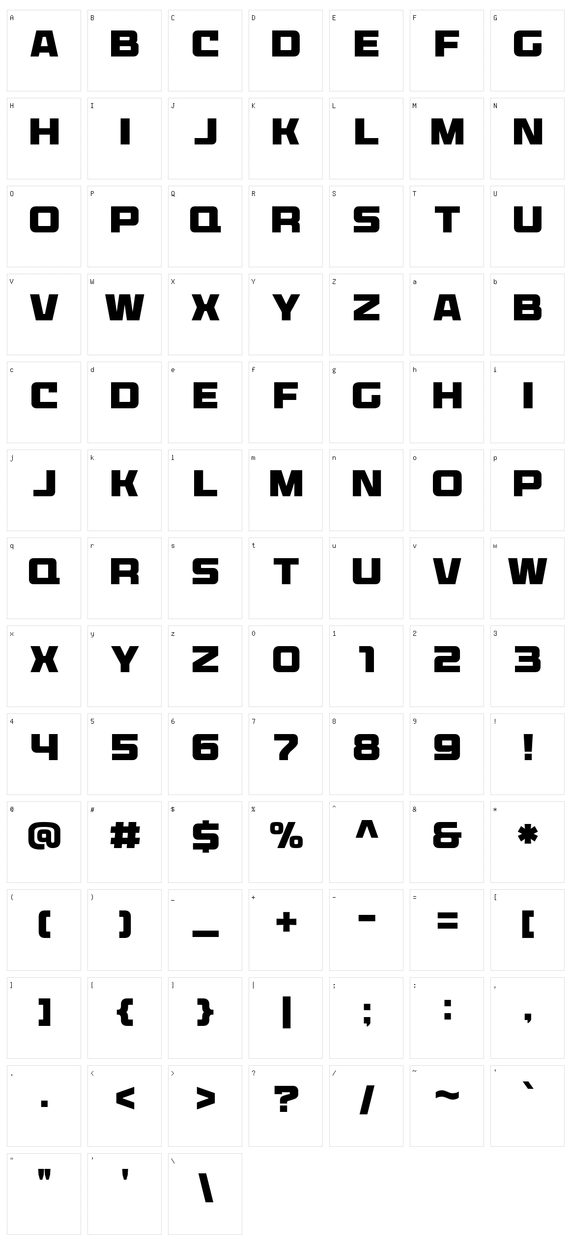 Microsport Character Set