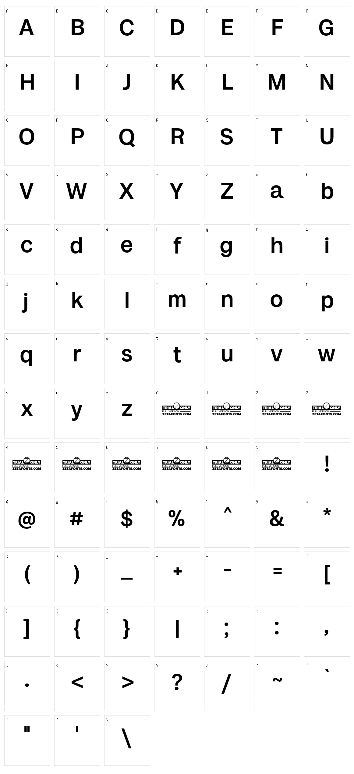 Milligram Macro Character Set