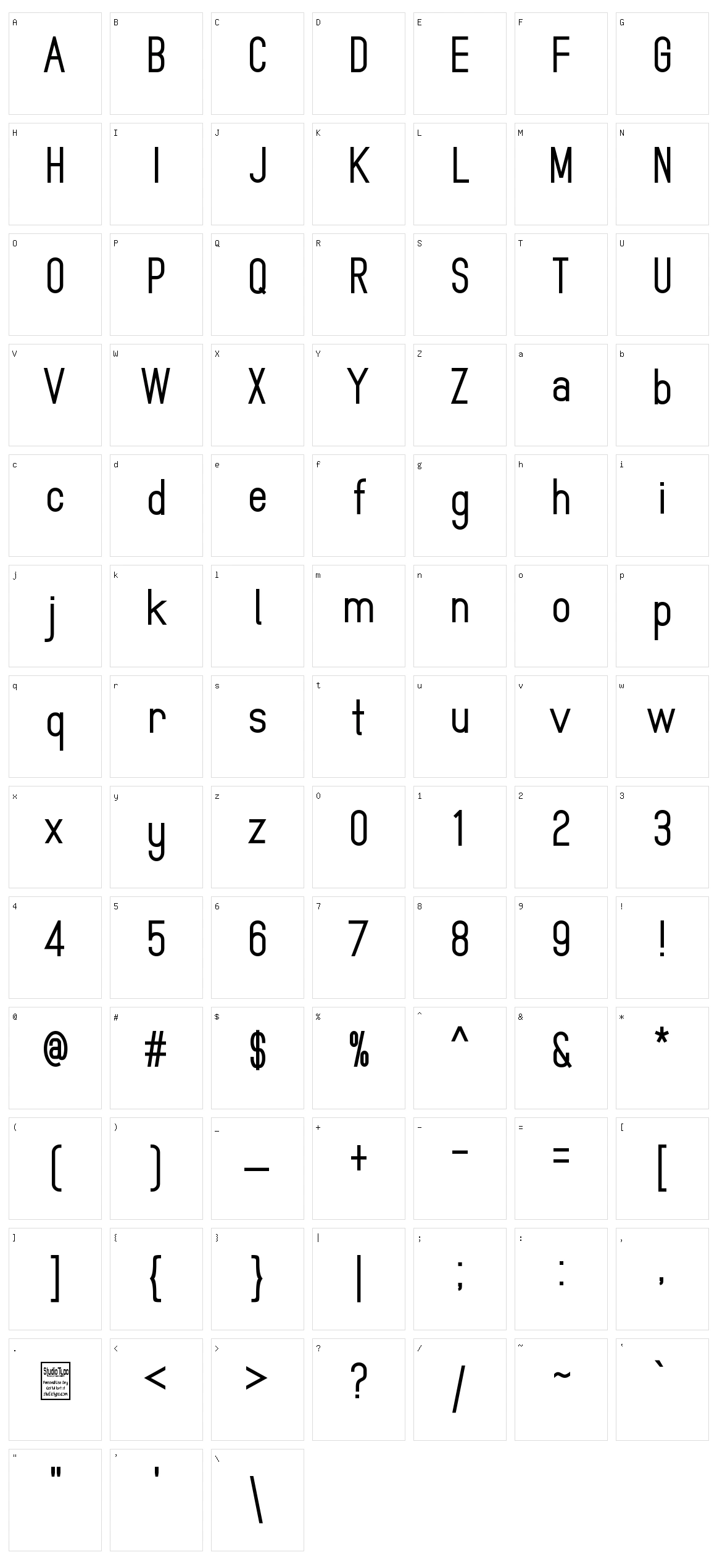 MindBlue Character Set