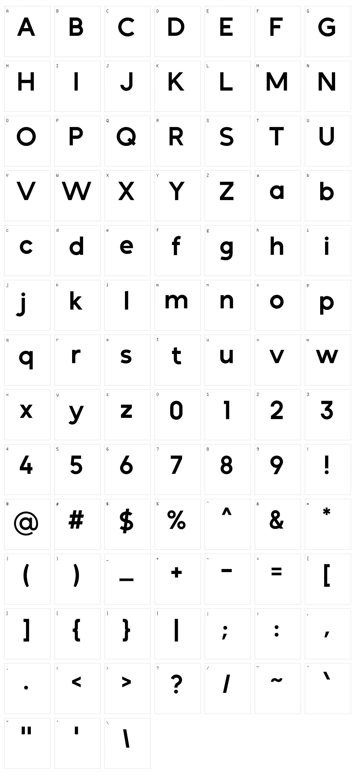 Mint Sans Character Set