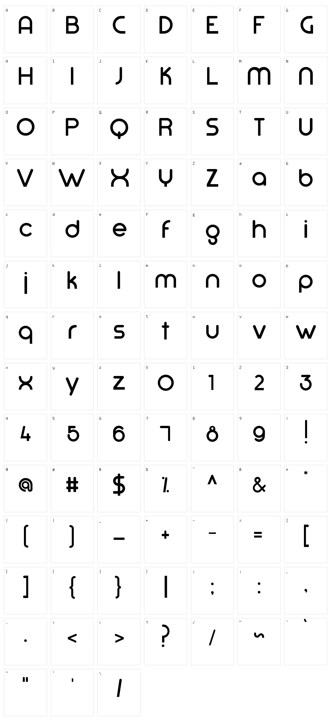 Mode G Character Set