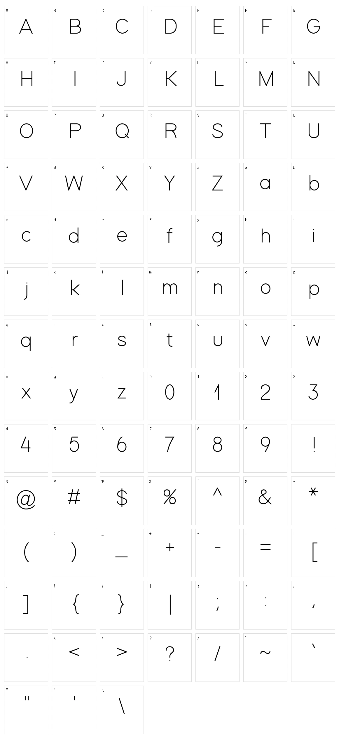 Modern Sans Character Set