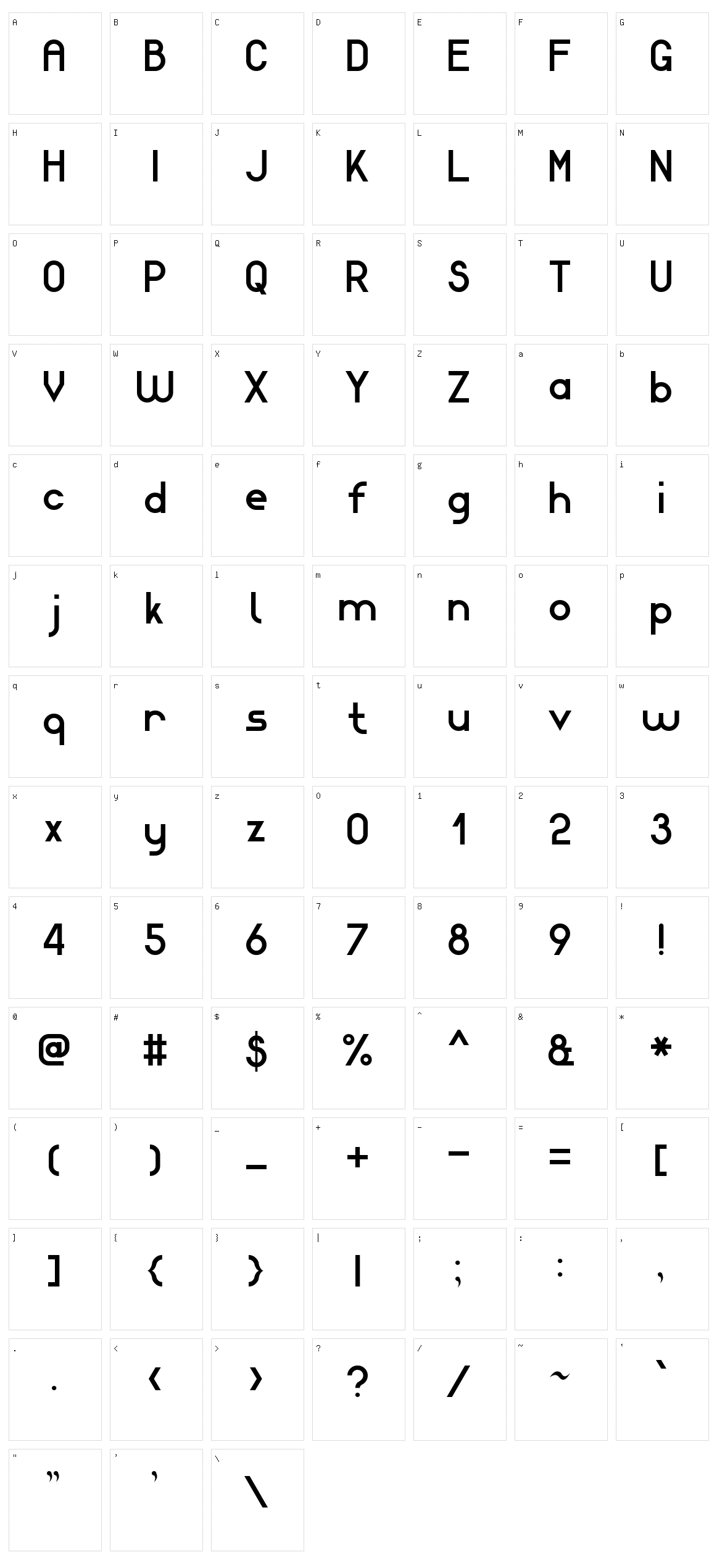 Modern Sans Serif 7 Character Set
