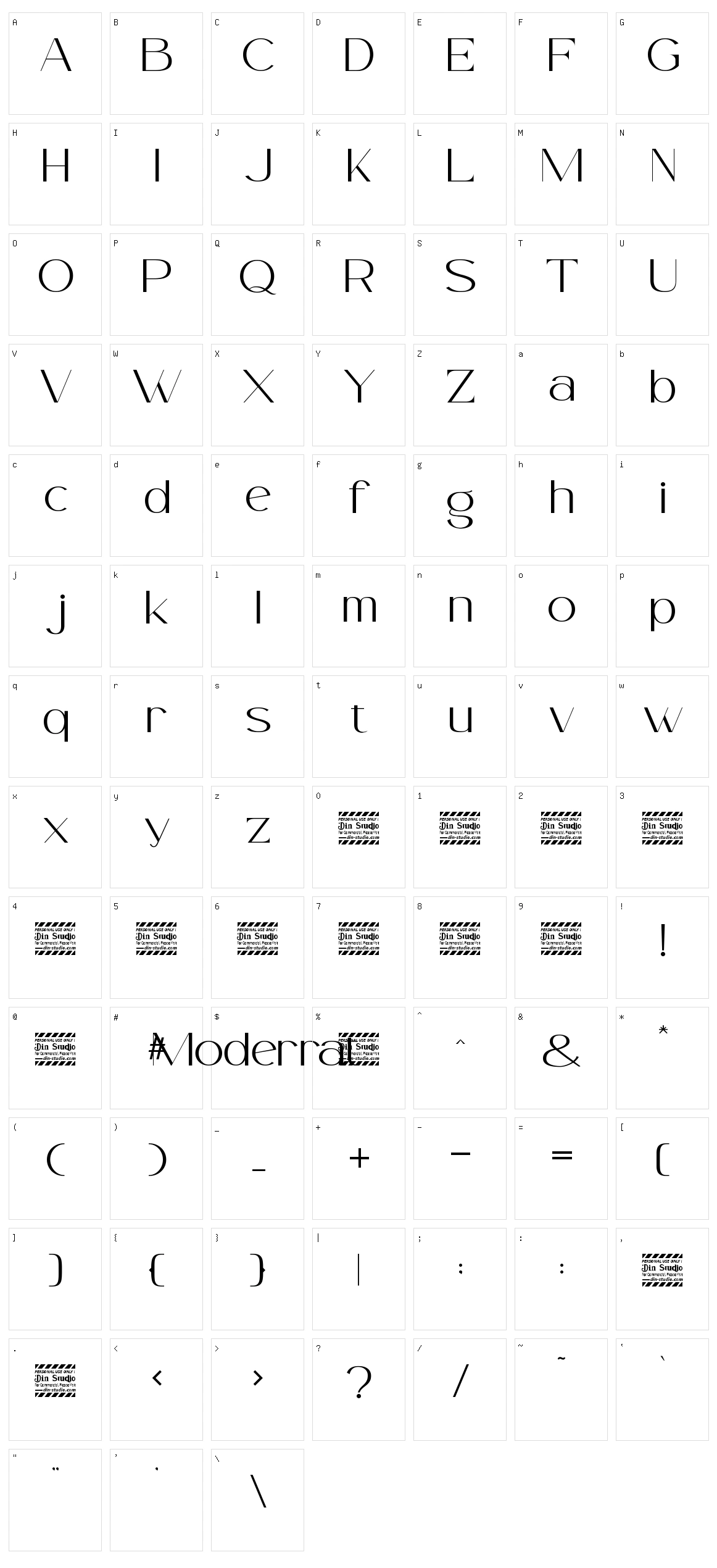 Moderrat Character Set