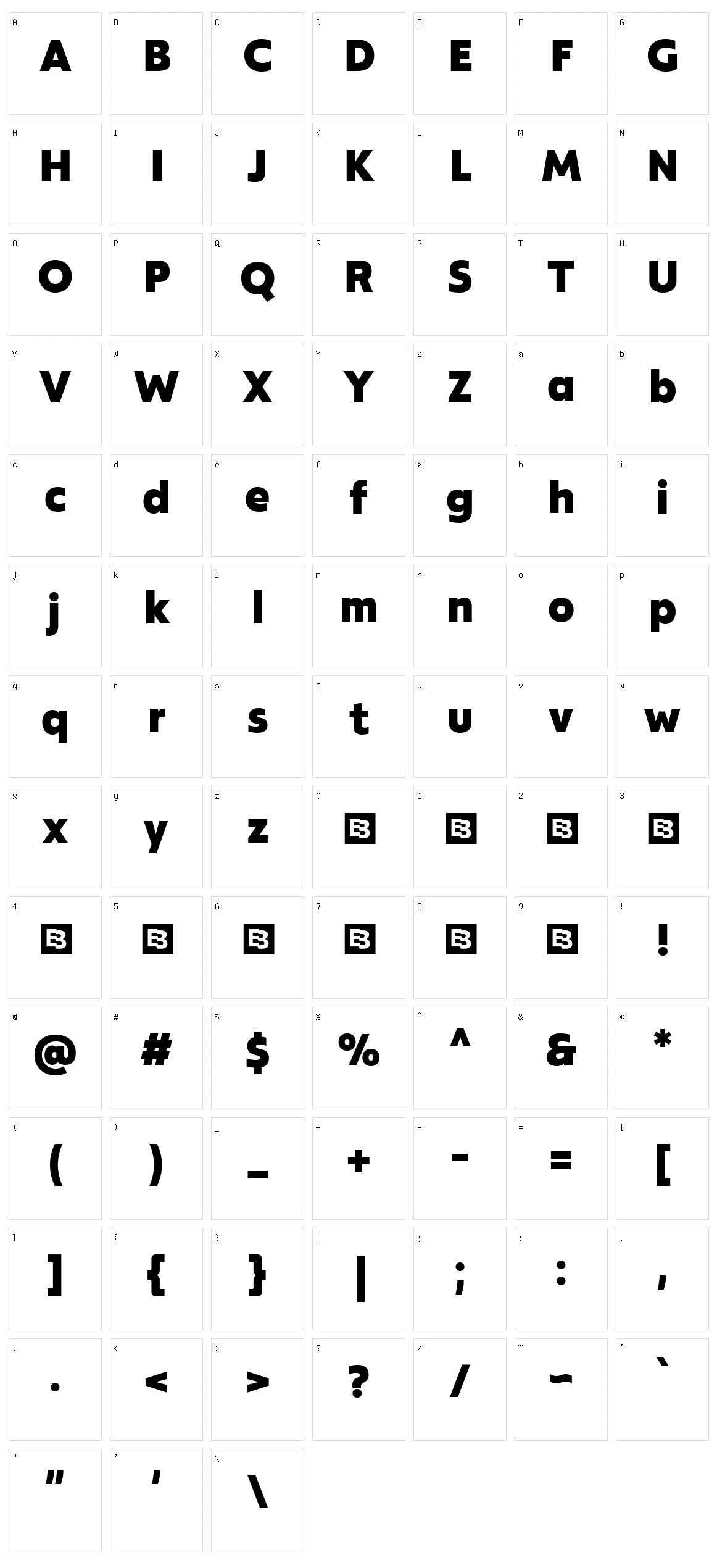 Modeska Character Set