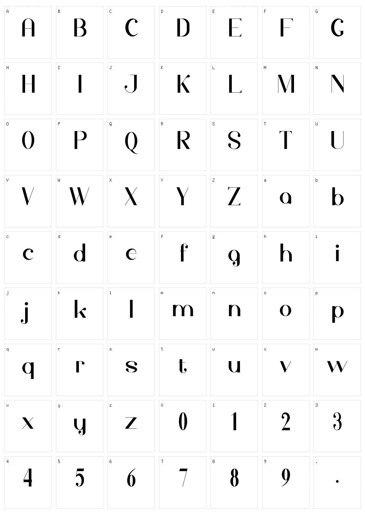 Mofijo Character Set