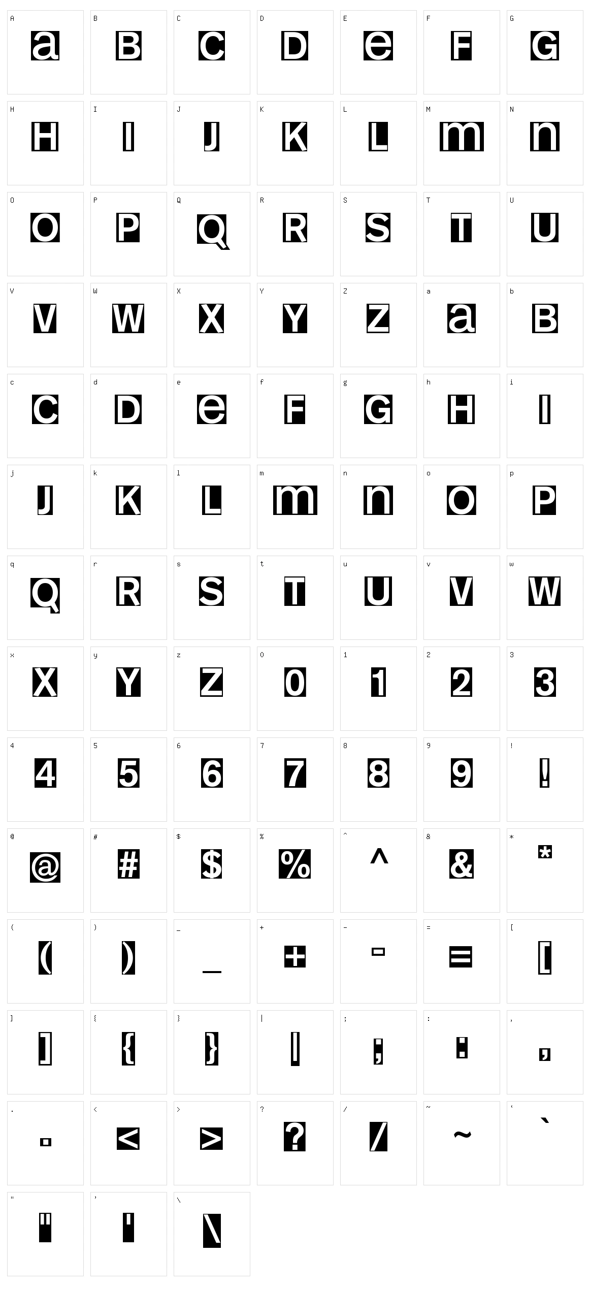 Mono Alphabet Character Set