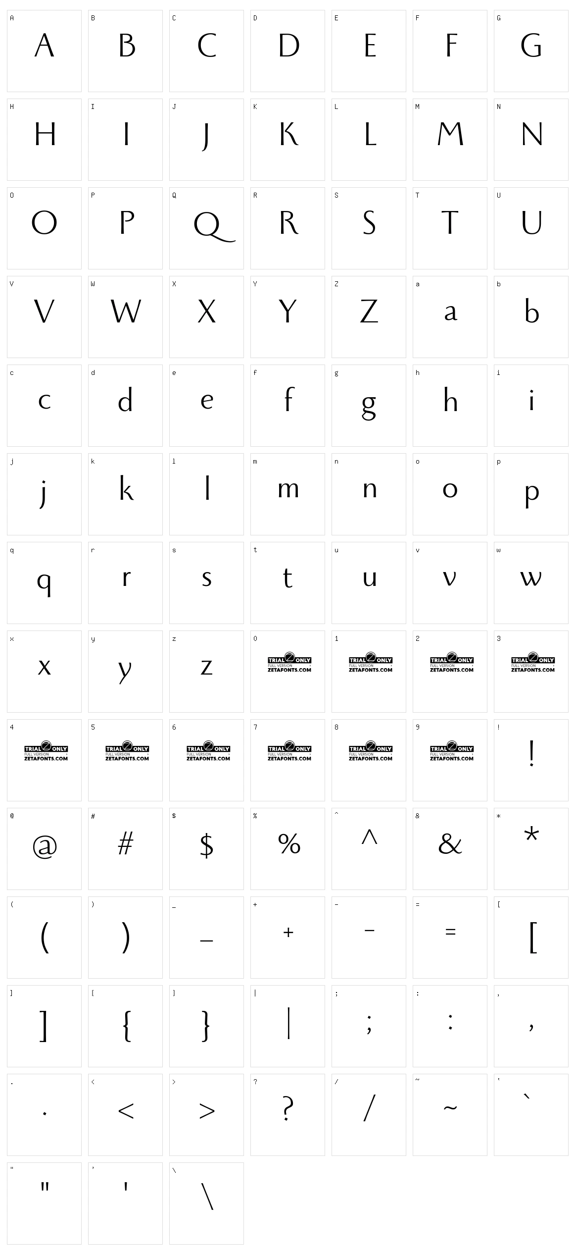Monterchi Character Set