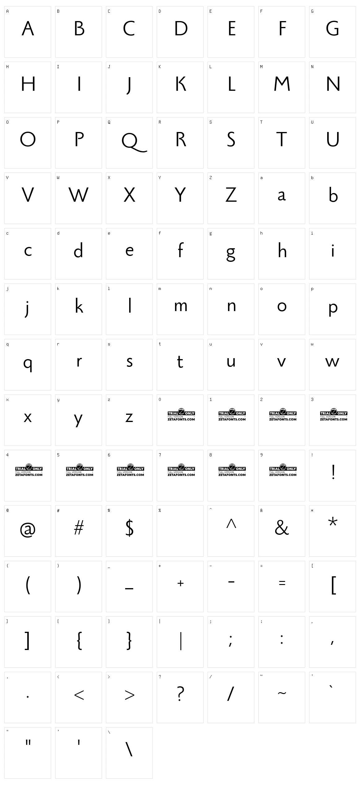 Monterchi Sans Character Set