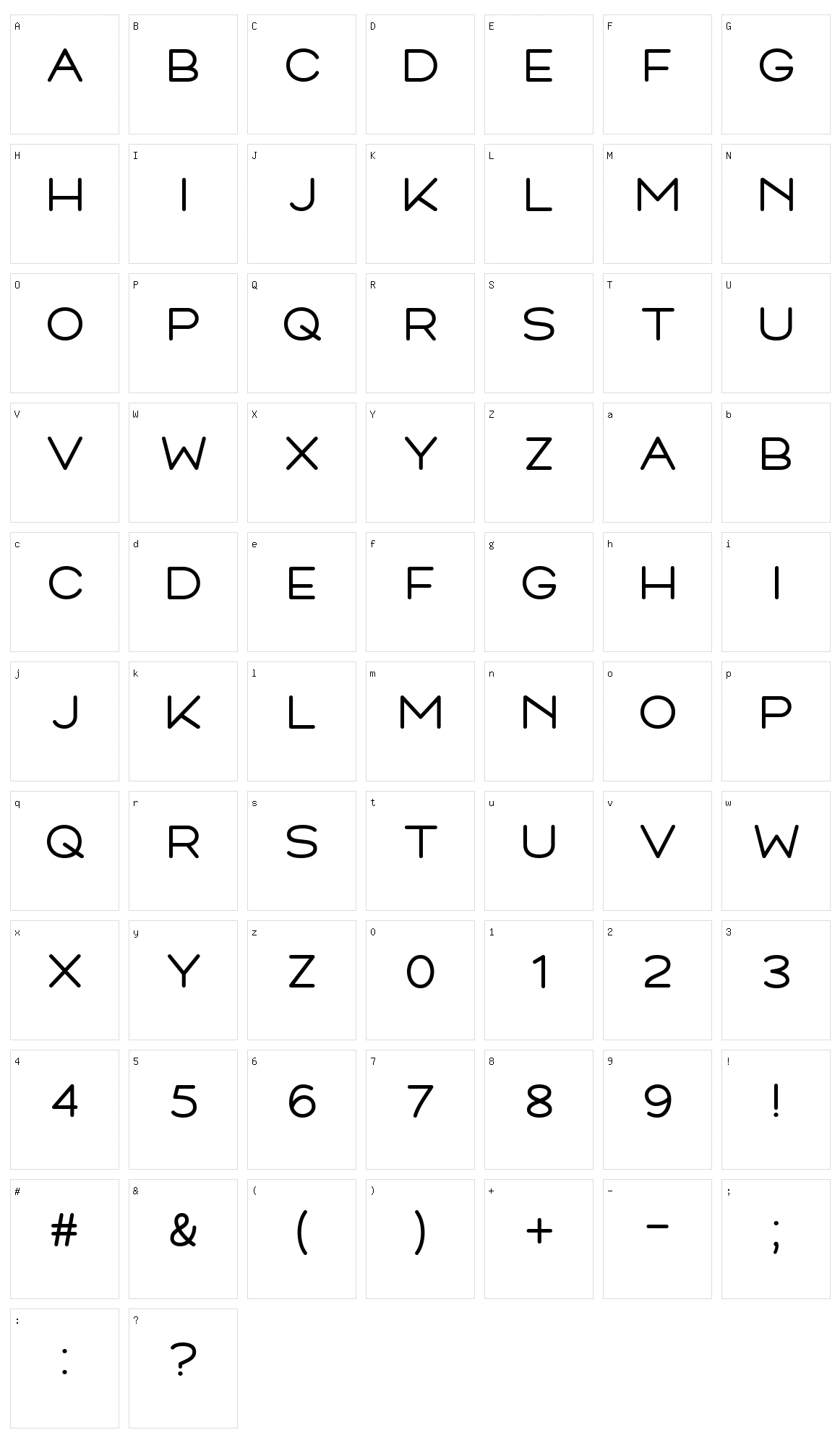 Montrelo Character Set