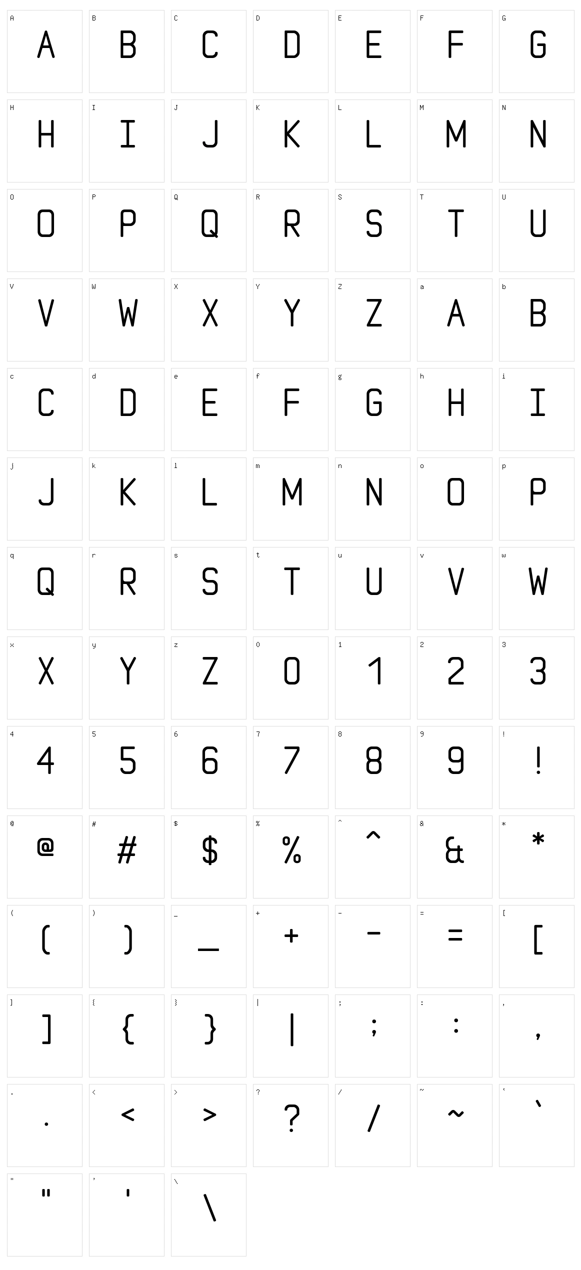Moongloss Character Set