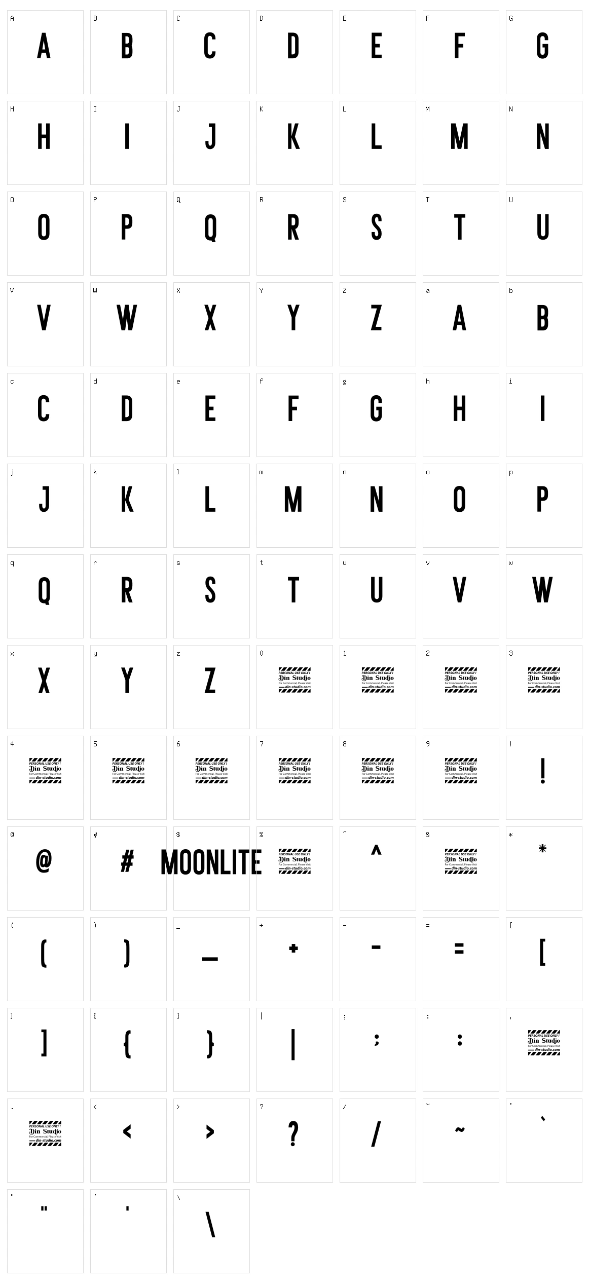Moonlite Character Set
