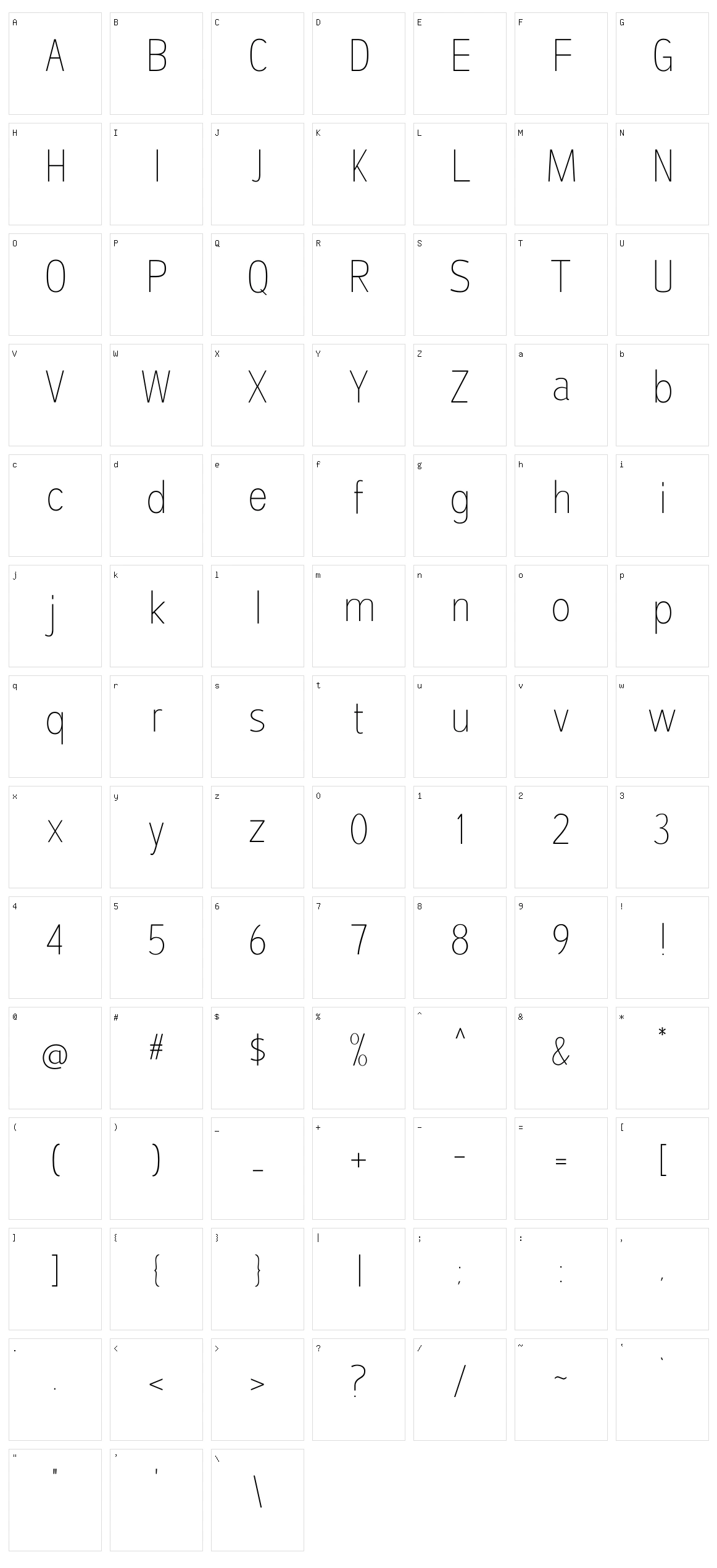 Moralist Sans Character Set