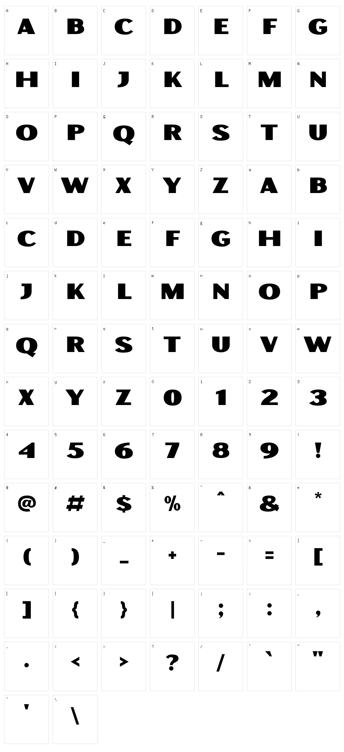 Morebig Sans Character Set